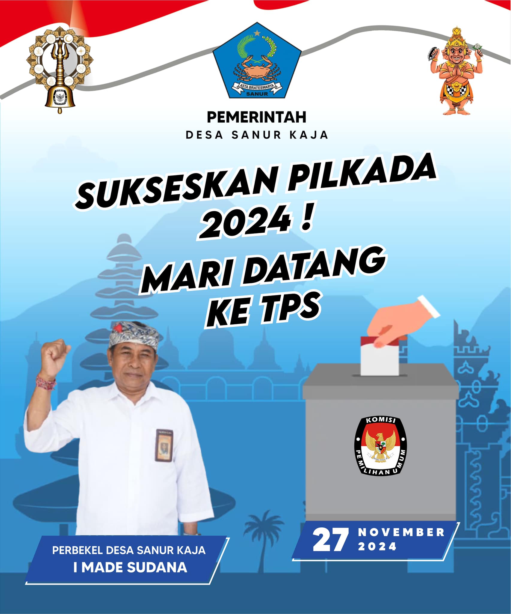 Sukseskan Pilkada 2024, Mari Datang ke TPS Rabu, 27 November 2024