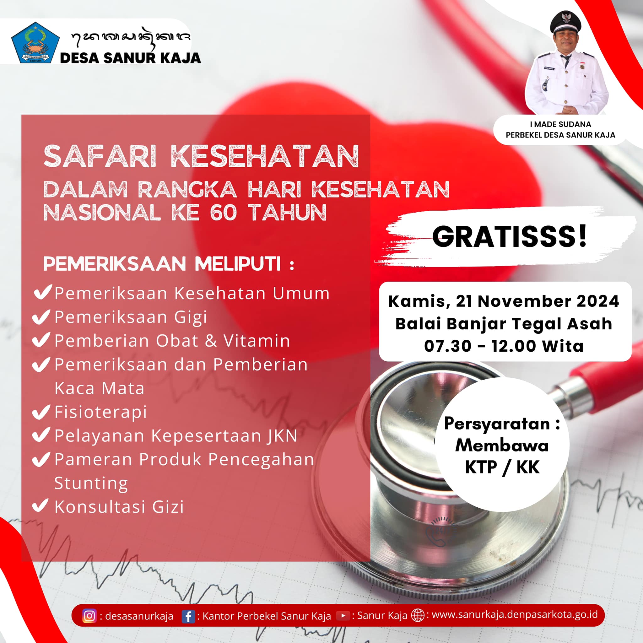 Safari Kesehatan HKN ke-60: GRATIS di Desa Sanur Kaja