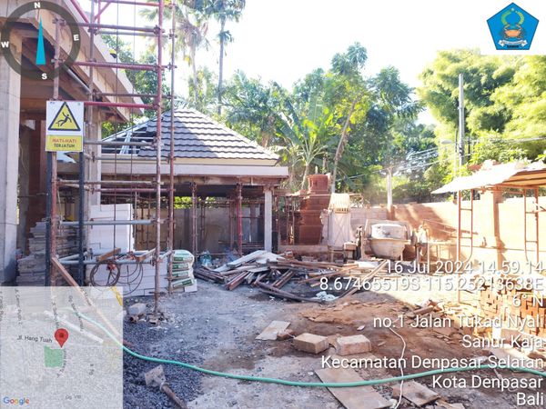 Pengecekan Progres Pekerjaan Pembangunan Kantor Perbekel Desa Sanur Kaja oleh Tim TPK Sanur Kaja dan Kasi Kesra
