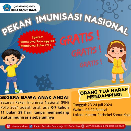 Pekan Imunisasi Nasional Polio 2024 di Kantor Perbekel Desa Sanur Kaja