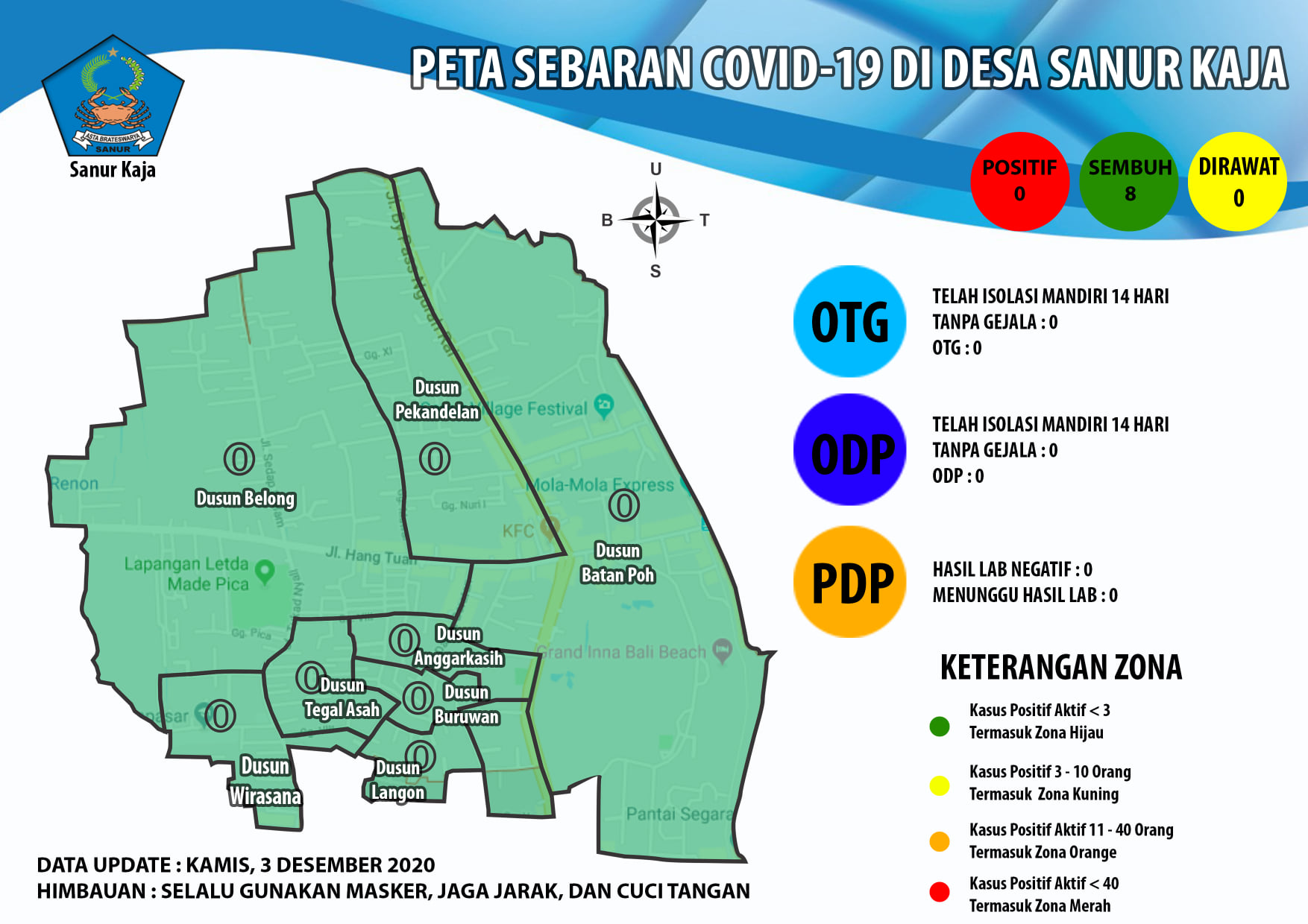 Update Peta Sebaran COVID-19 di Desa Sanur Kaja