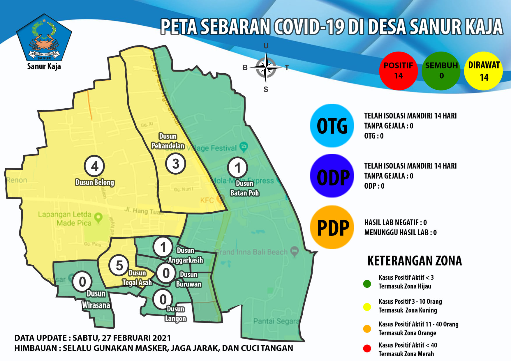Update Peta Sebaran Covid-19 Desa Sanur Kaja