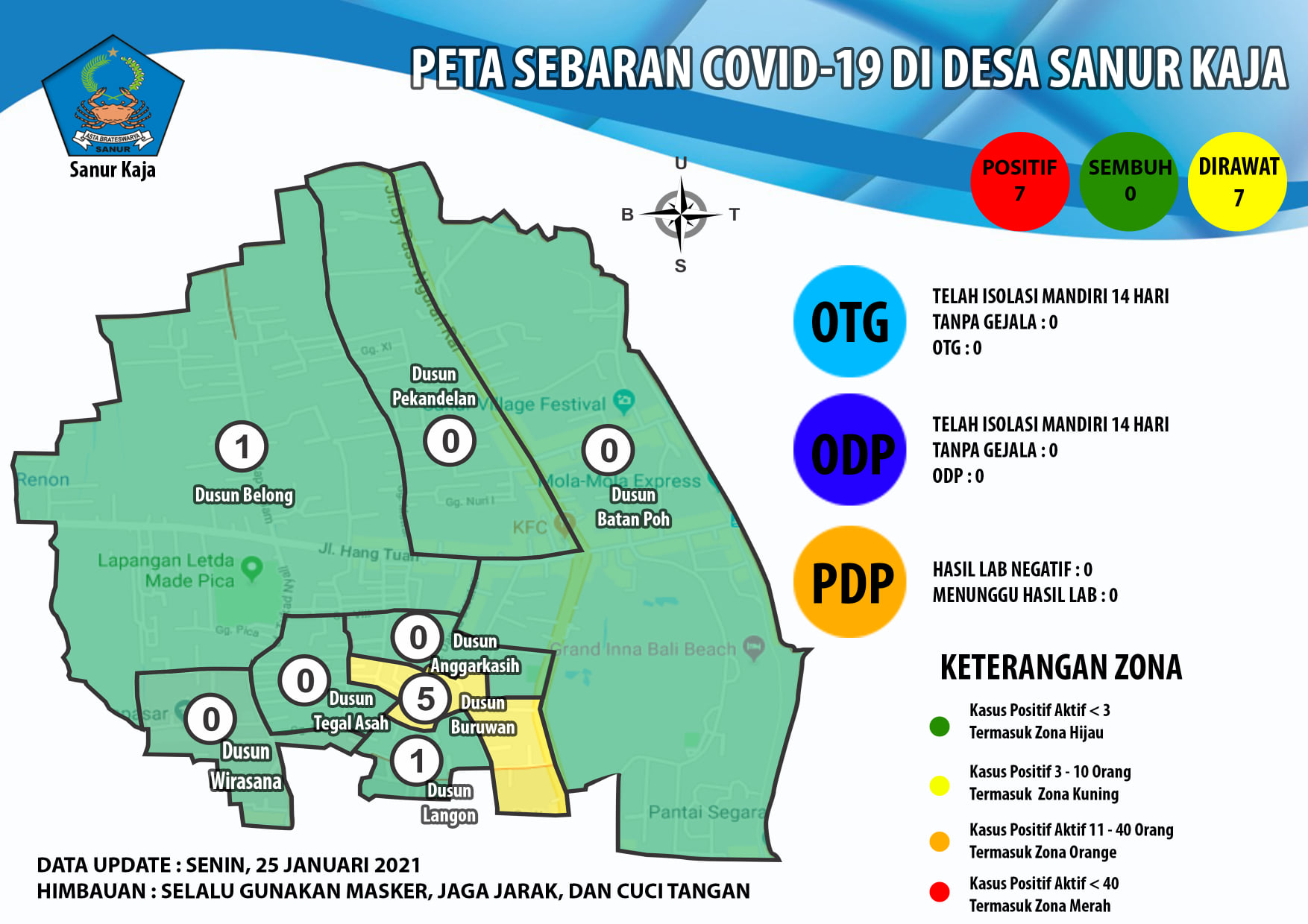 Update Peta Sebaran Covid-19 Desa Sanur Kaja