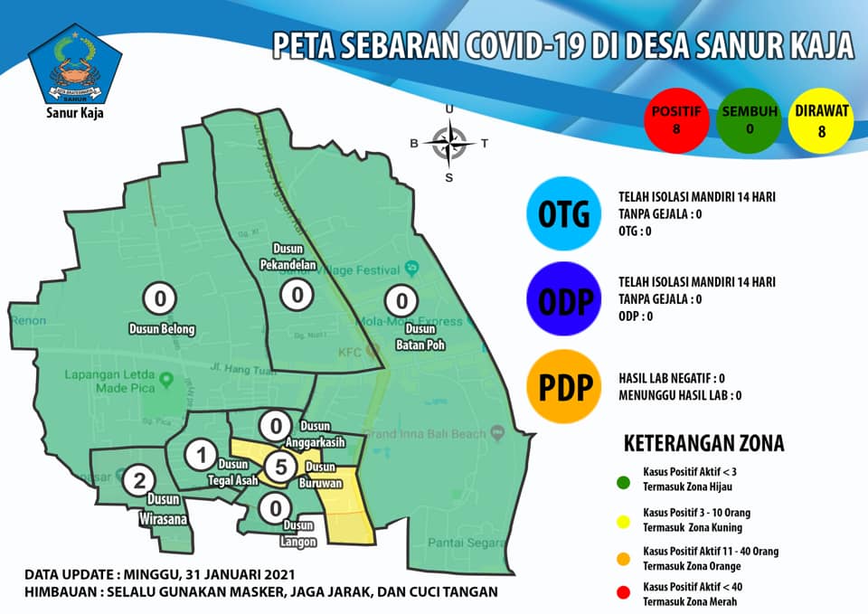 Update Peta Sebaran Covid-19 Desa Sanur Kaja