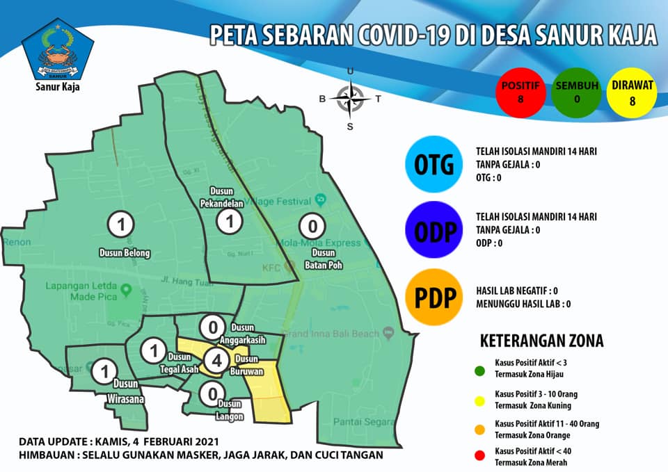 Update Peta Sebaran Covid-19 Desa Sanur Kaja