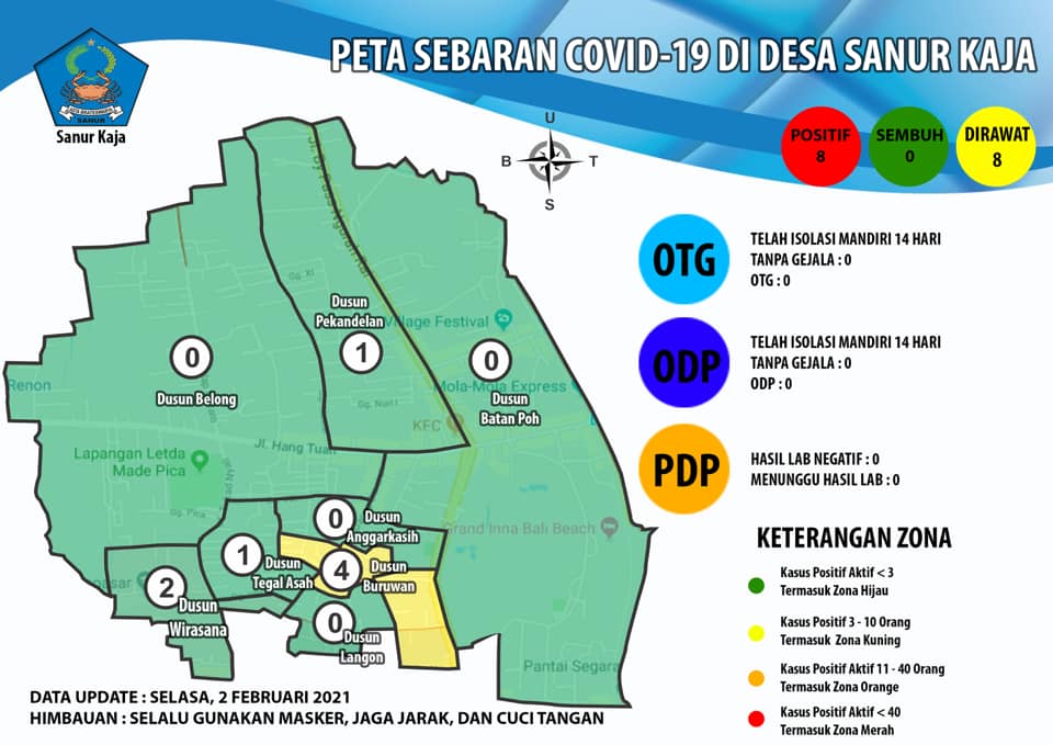 Update Peta Sebaran Covid-19 Desa Sanur Kaja