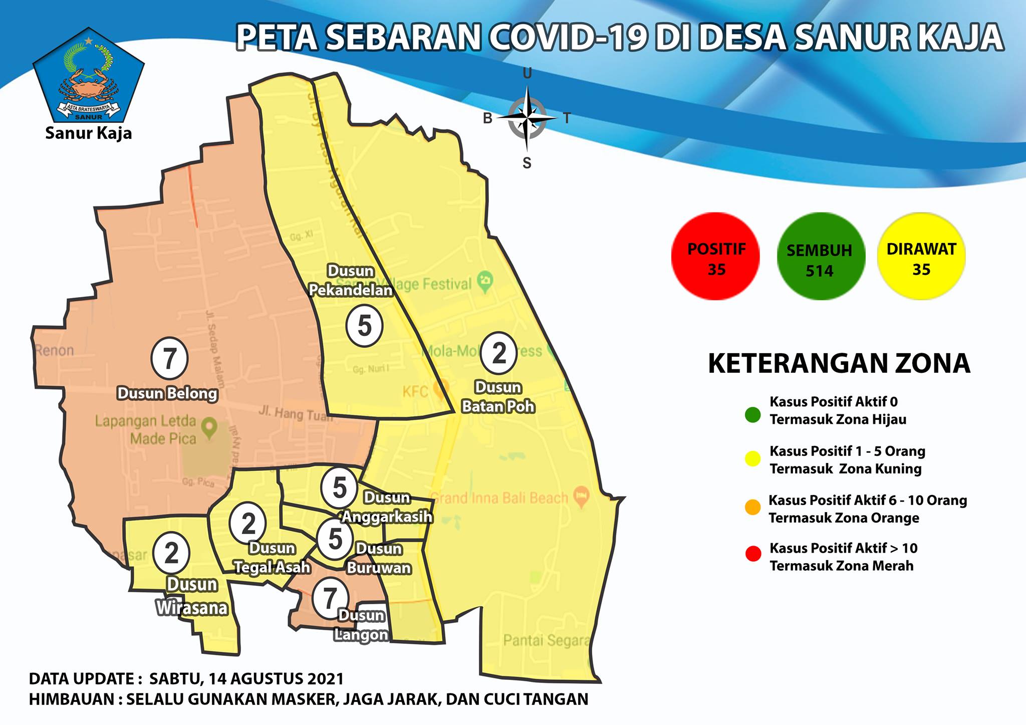 Update Peta Sebaran COVID-19 Di Desa Sanur Kaja