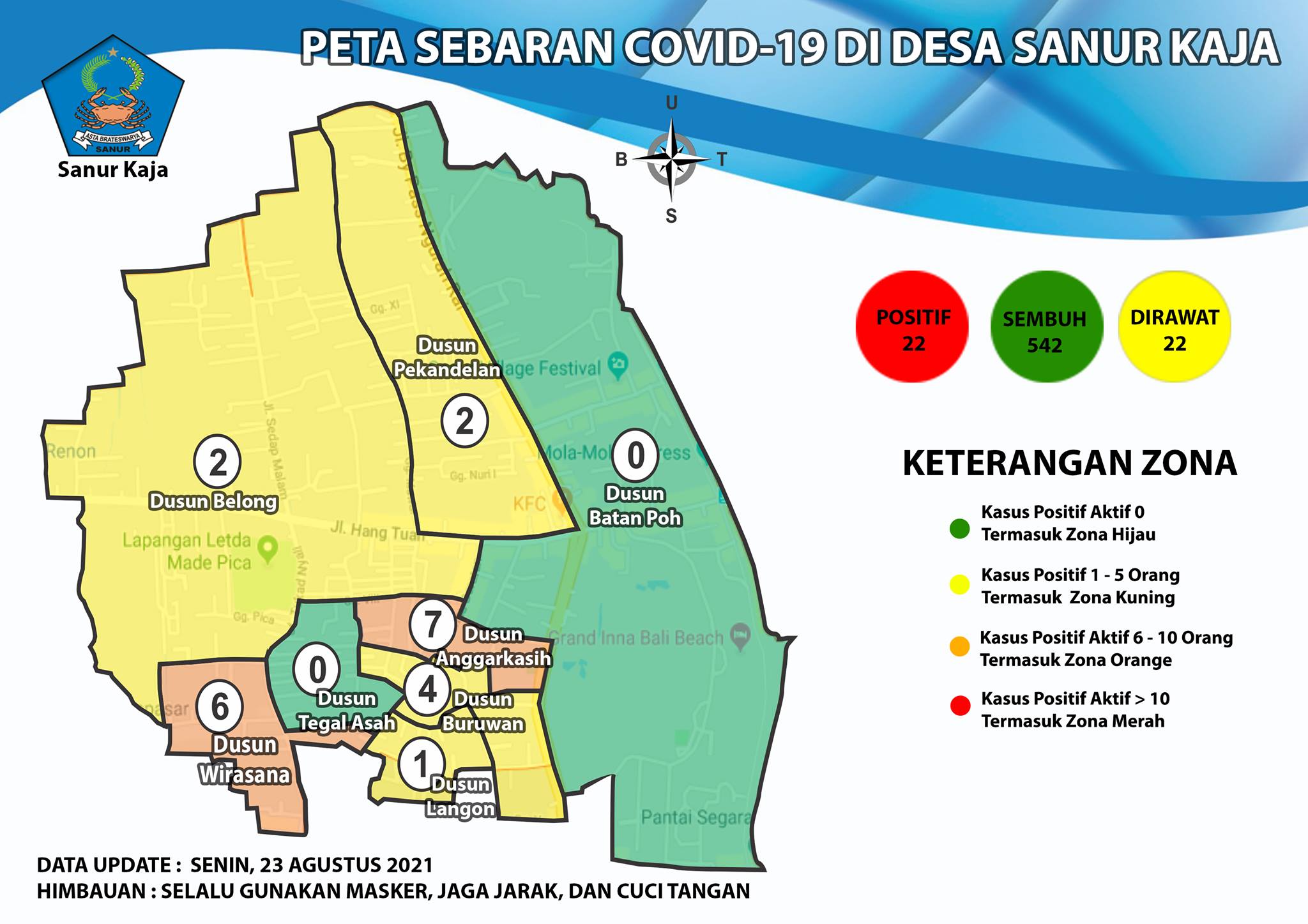 Update Peta Sebaran COVID-19 di Desa Sanur Kaja