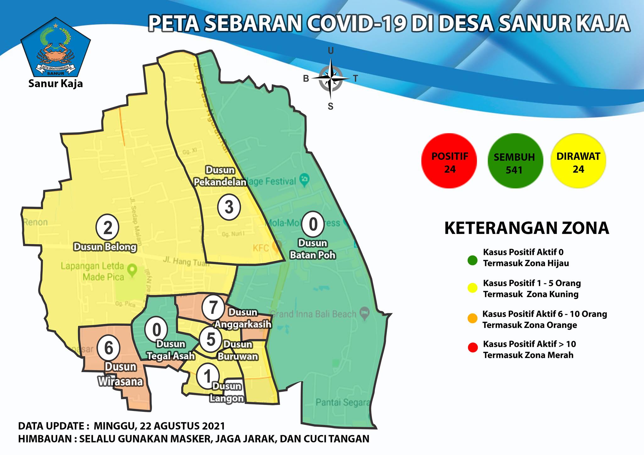 Update Peta Sebaran COVID-19 di Desa Sanur Kaja
