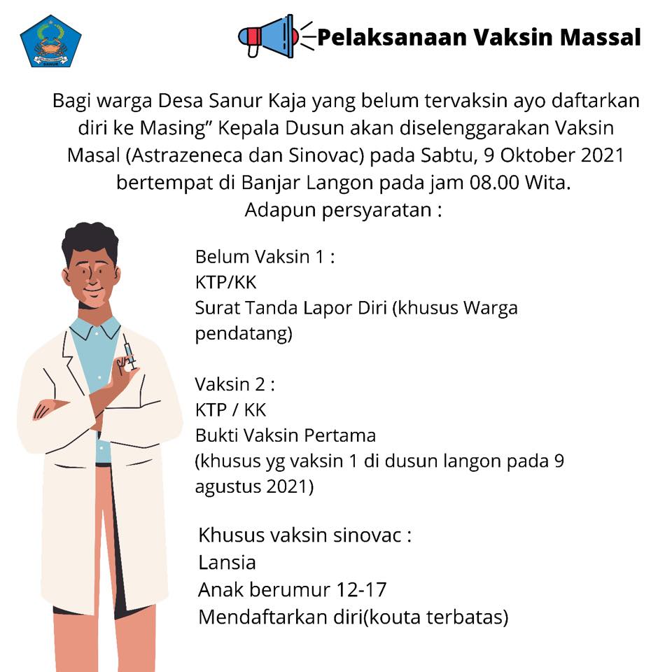Jadwal Pelaksanaan Vaksinasi Massal di Desa Sanur Kaja