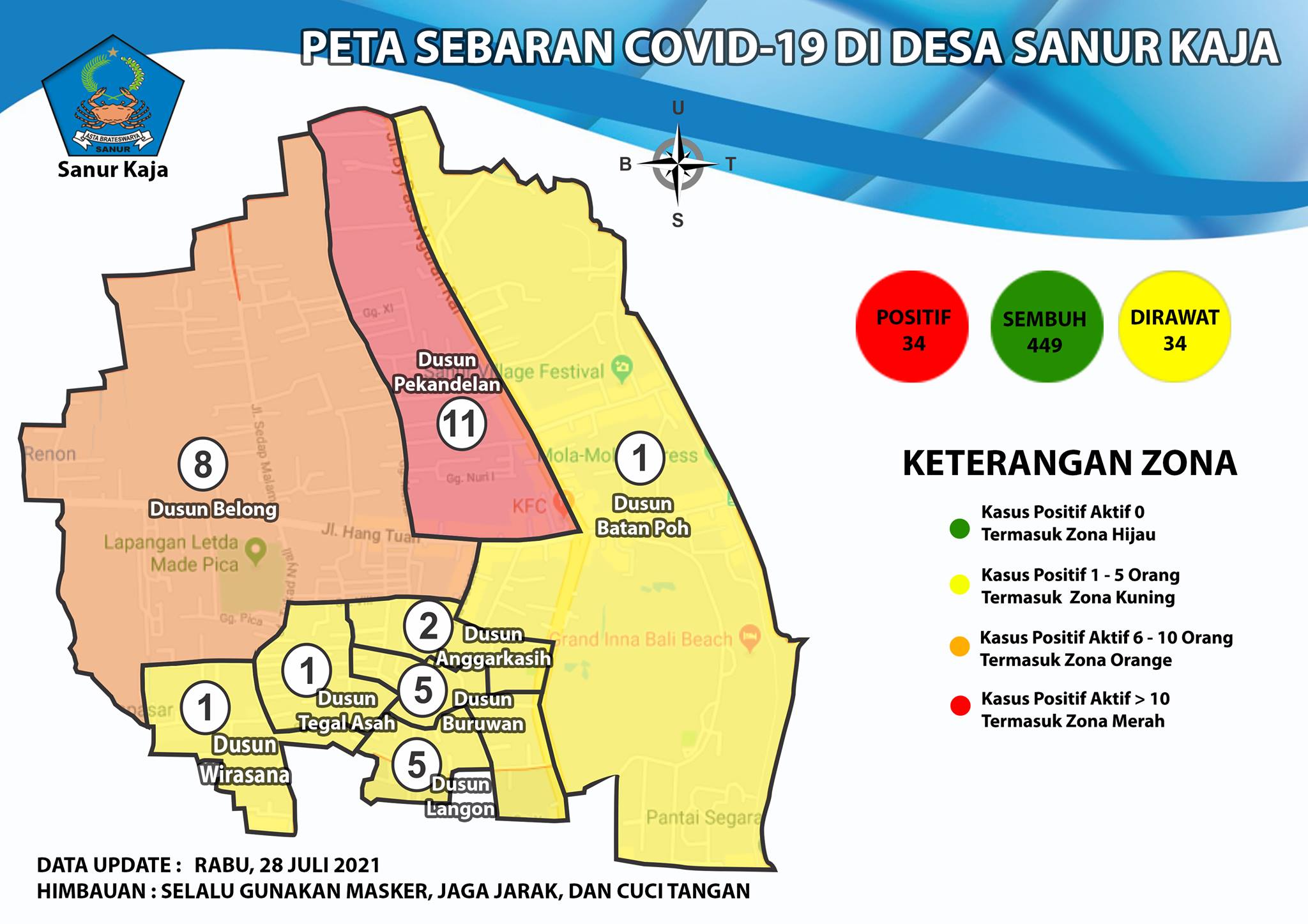 Update Peta Sebaran COVID-19 Di Desa Sanur Kaja