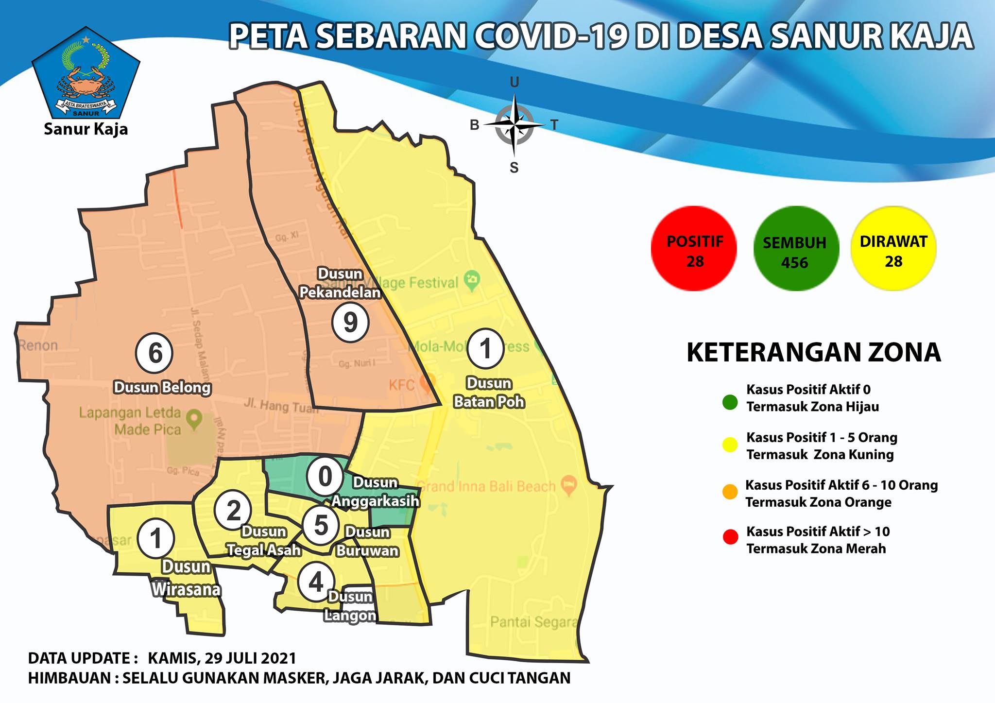 Update Peta Sebaran COVID-19 Di Desa Sanur Kaja