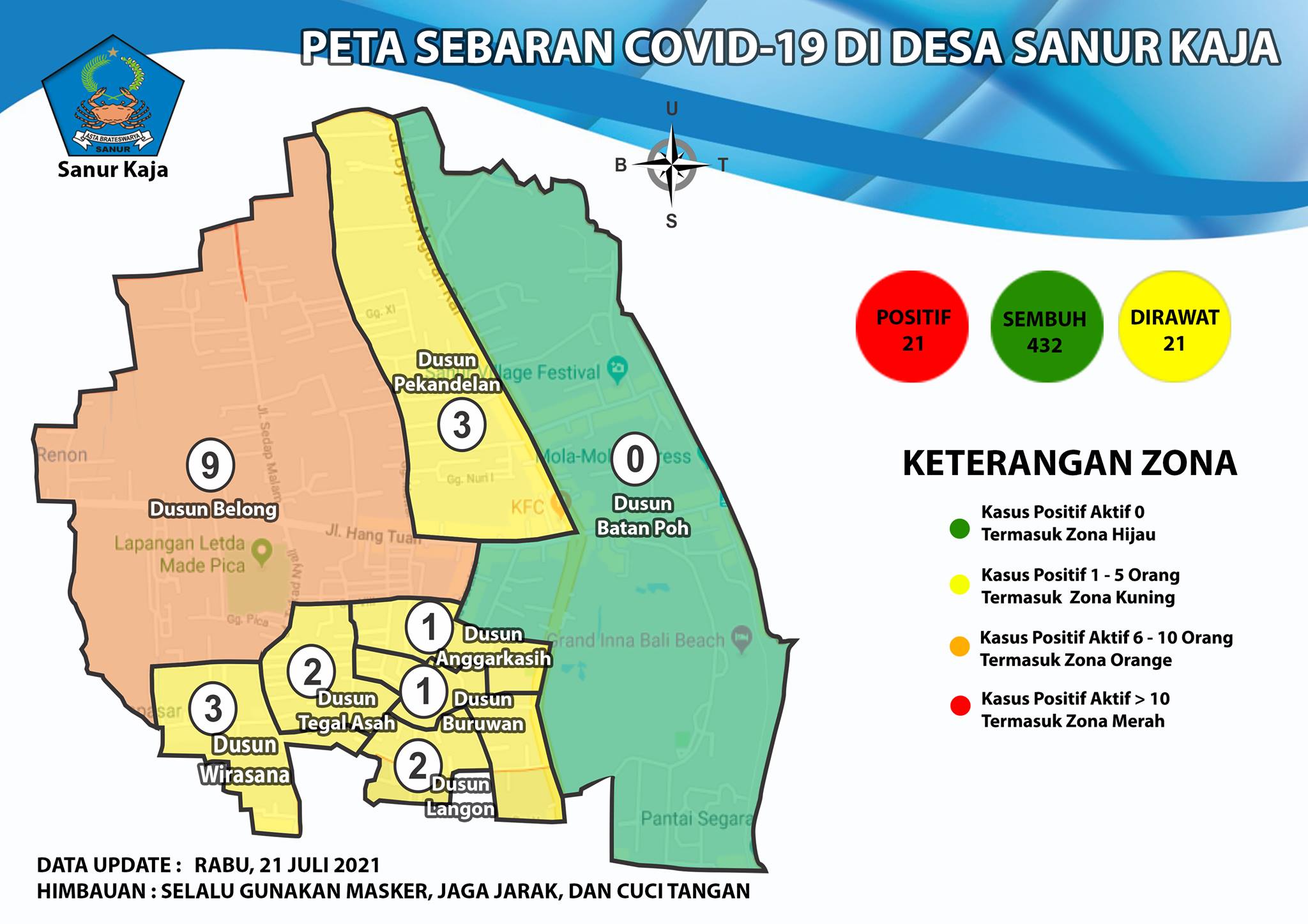 Update Peta Sebaran COVID-19 Di Desa Sanur Kaja