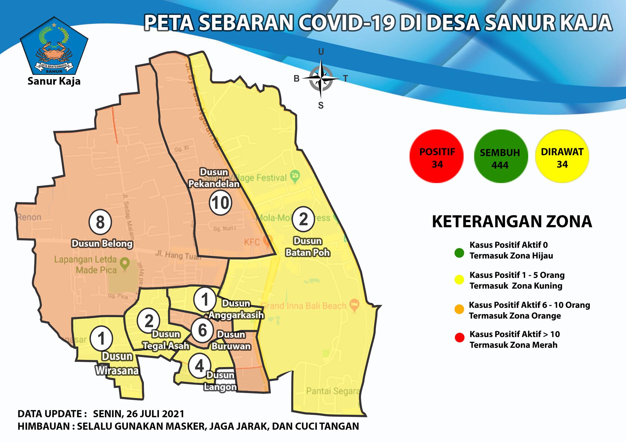 Update Peta Sebaran COVID-19 Di Desa Sanur Kaja