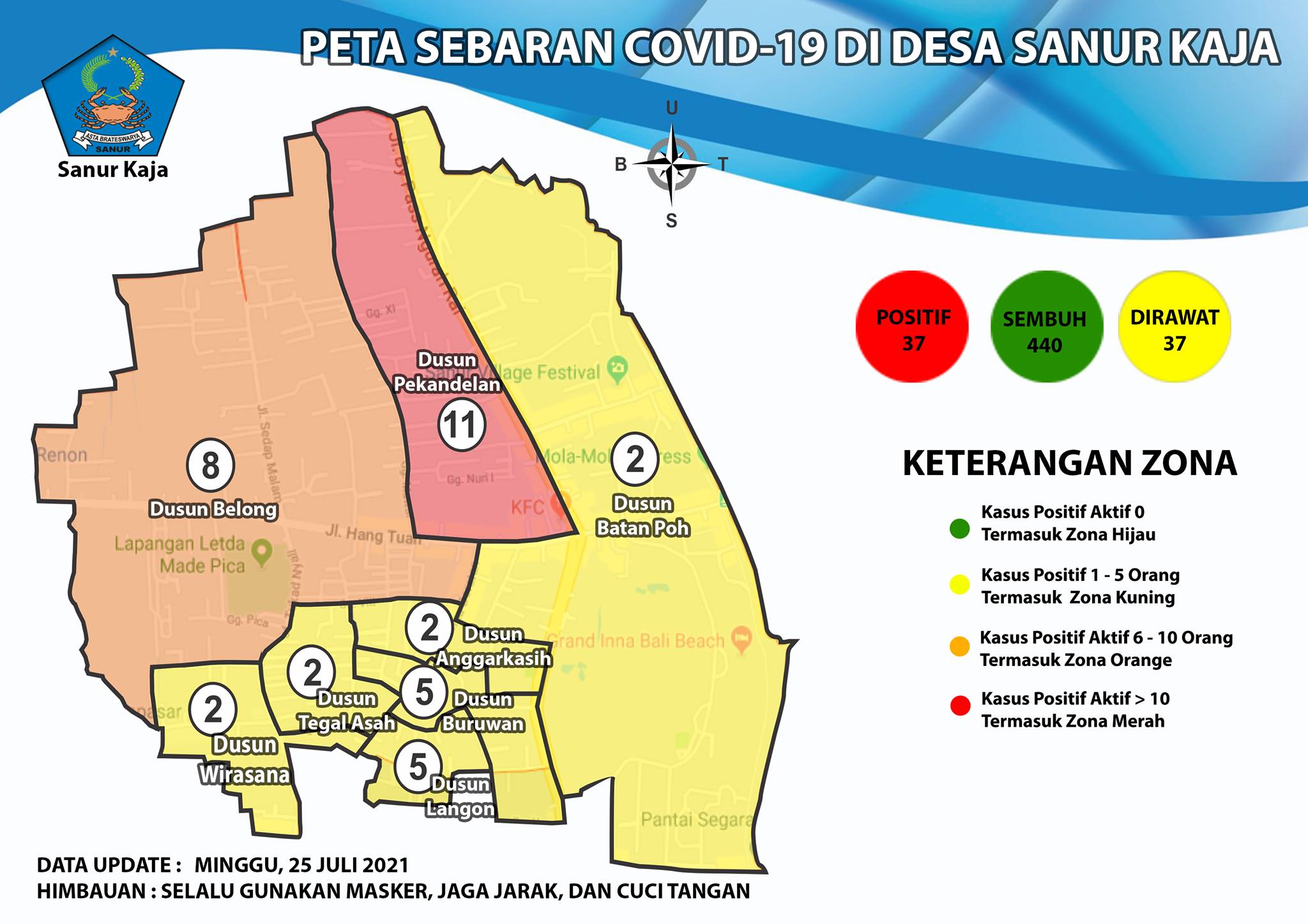 Update Peta Sebaran COVID-19 Di Desa Sanur Kaja