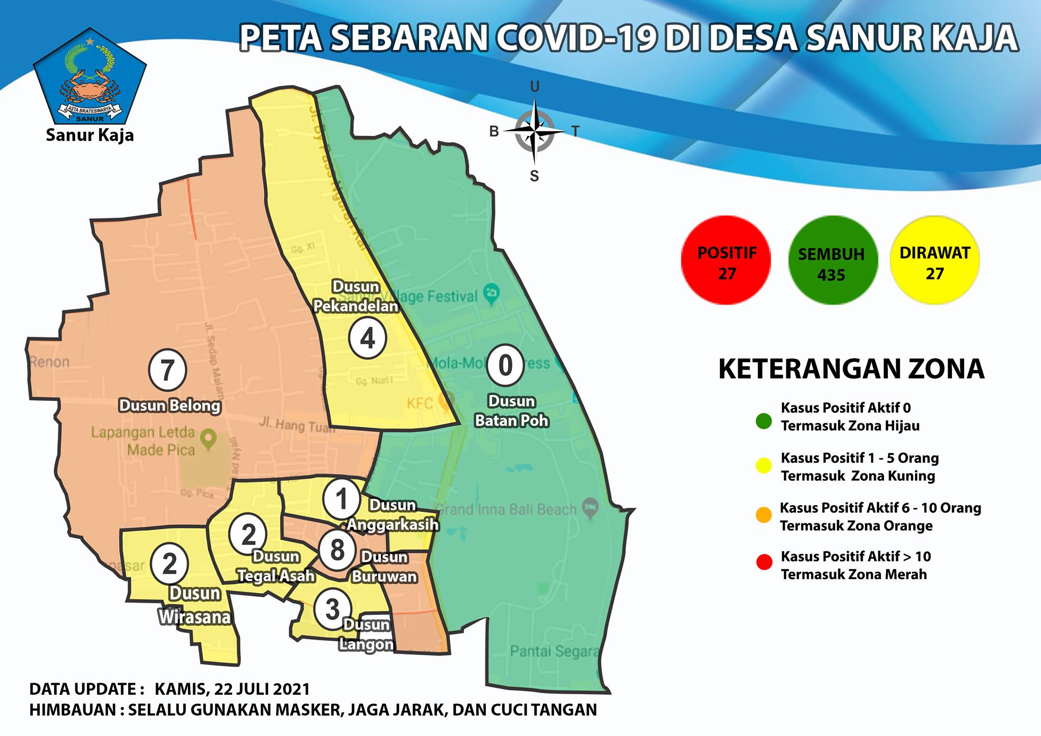 Update Peta Sebaran COVID-19 Di Desa Sanur Kaja