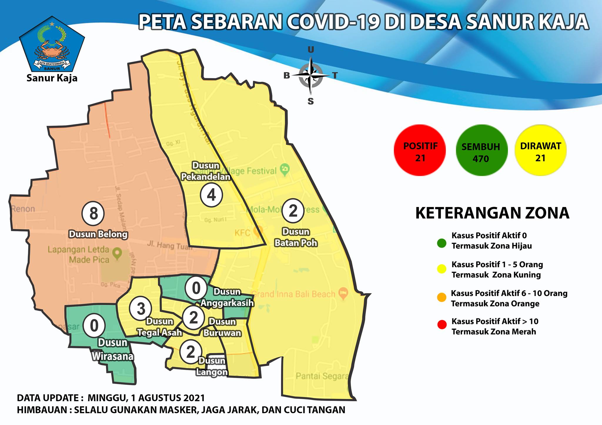 Update Peta Sebaran COVID-19 Di Desa Sanur Kaja