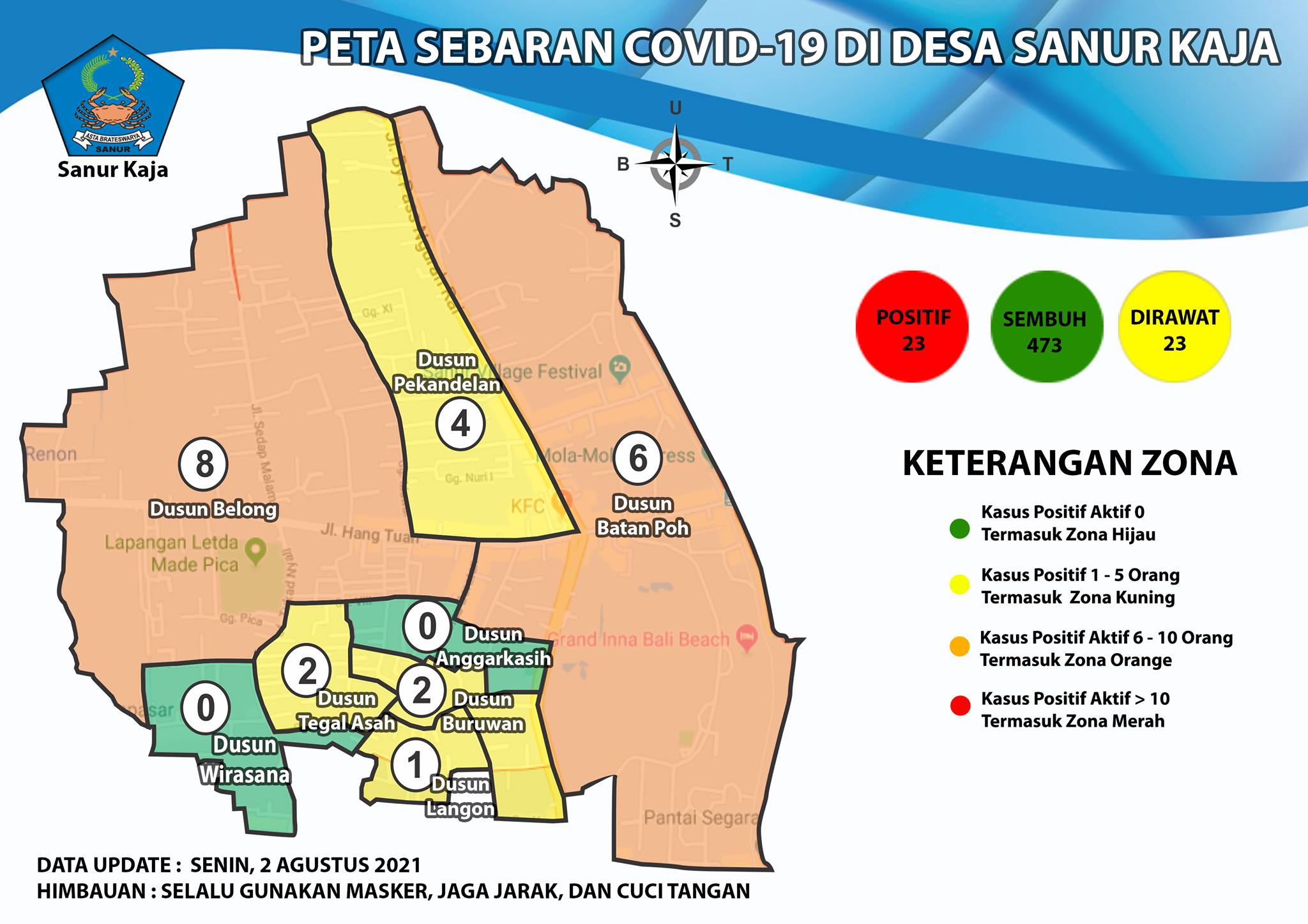 Update Peta Sebaran COVID-19 Di Desa Sanur Kaja