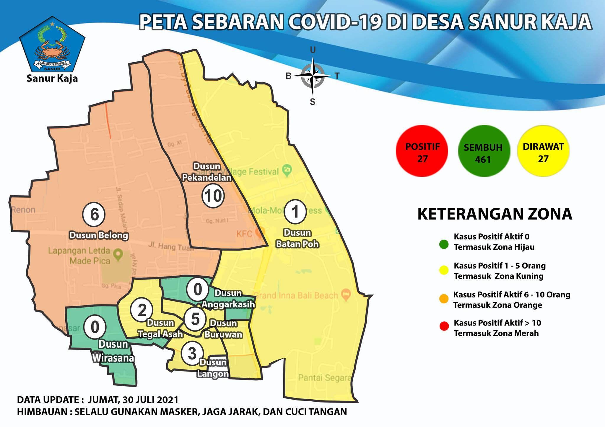 Update Peta Sebaran COVID-19 Di Desa Sanur Kaja