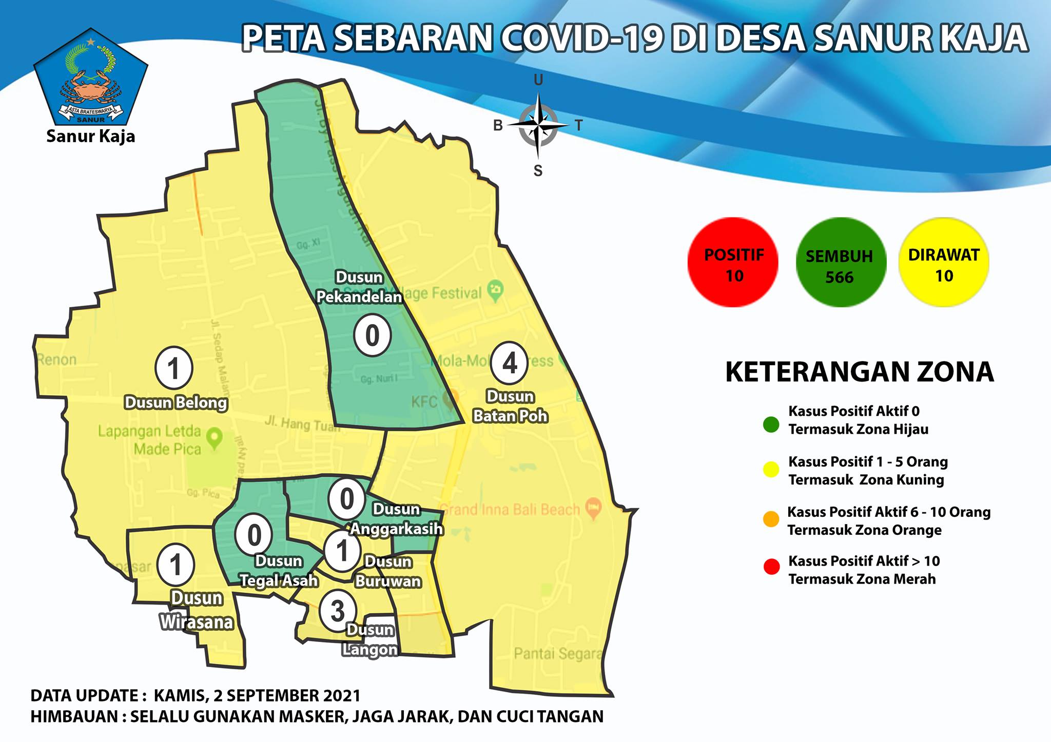 Update Peta Sebaran COVID-19 Di Desa Sanur Kaja