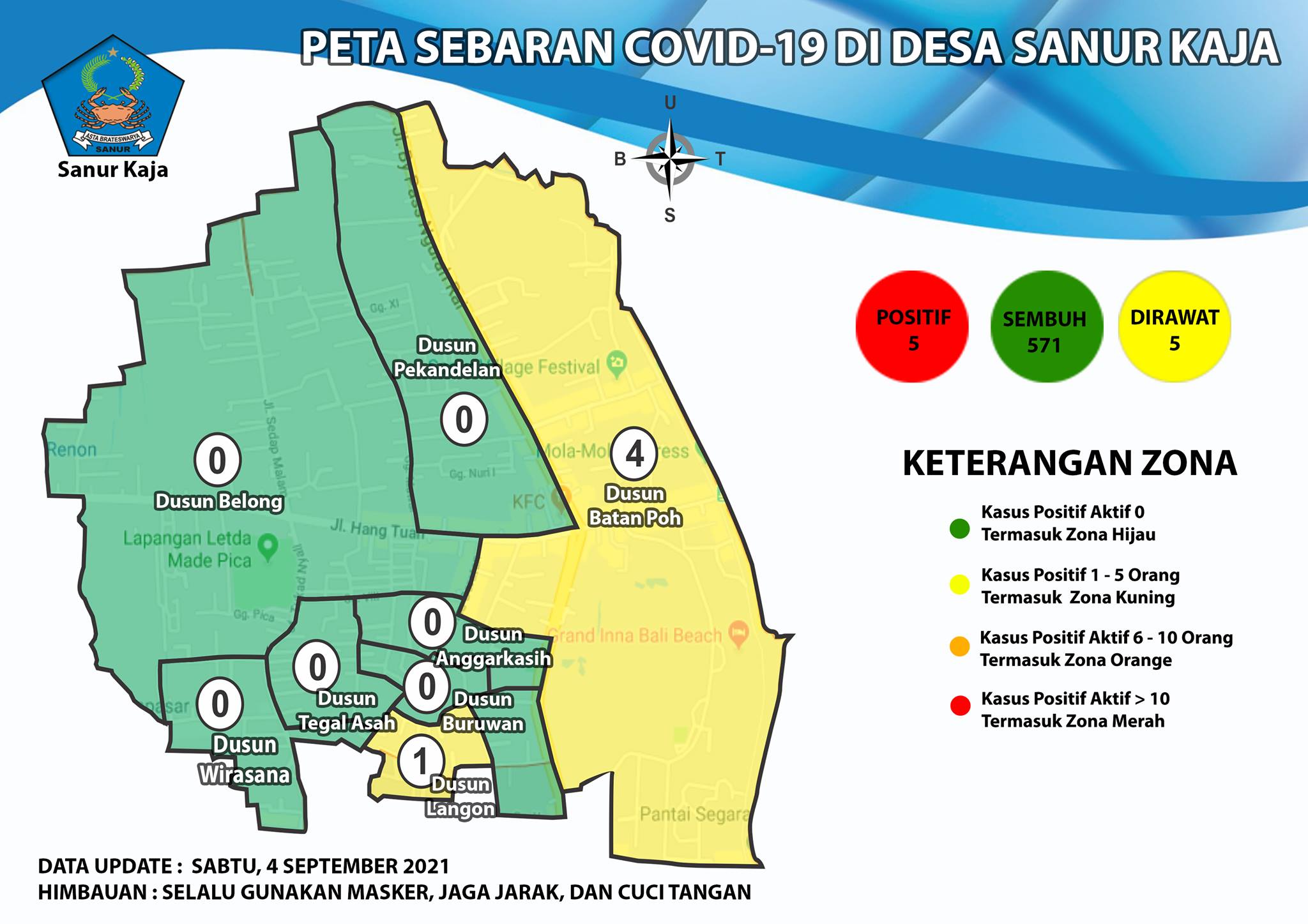 Update Peta Sebaran COVID-19 Di Desa Sanur Kaja