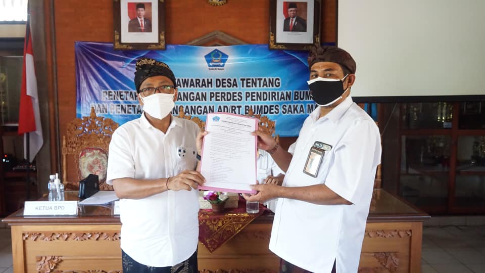 Musyawarah Desa Tentang Penetapan Rancangan Perdes Pendirian Bumdes dan Penetapan Rancangan AD/RT Bumdes Saka Mandiri Desa Sanur Kaja