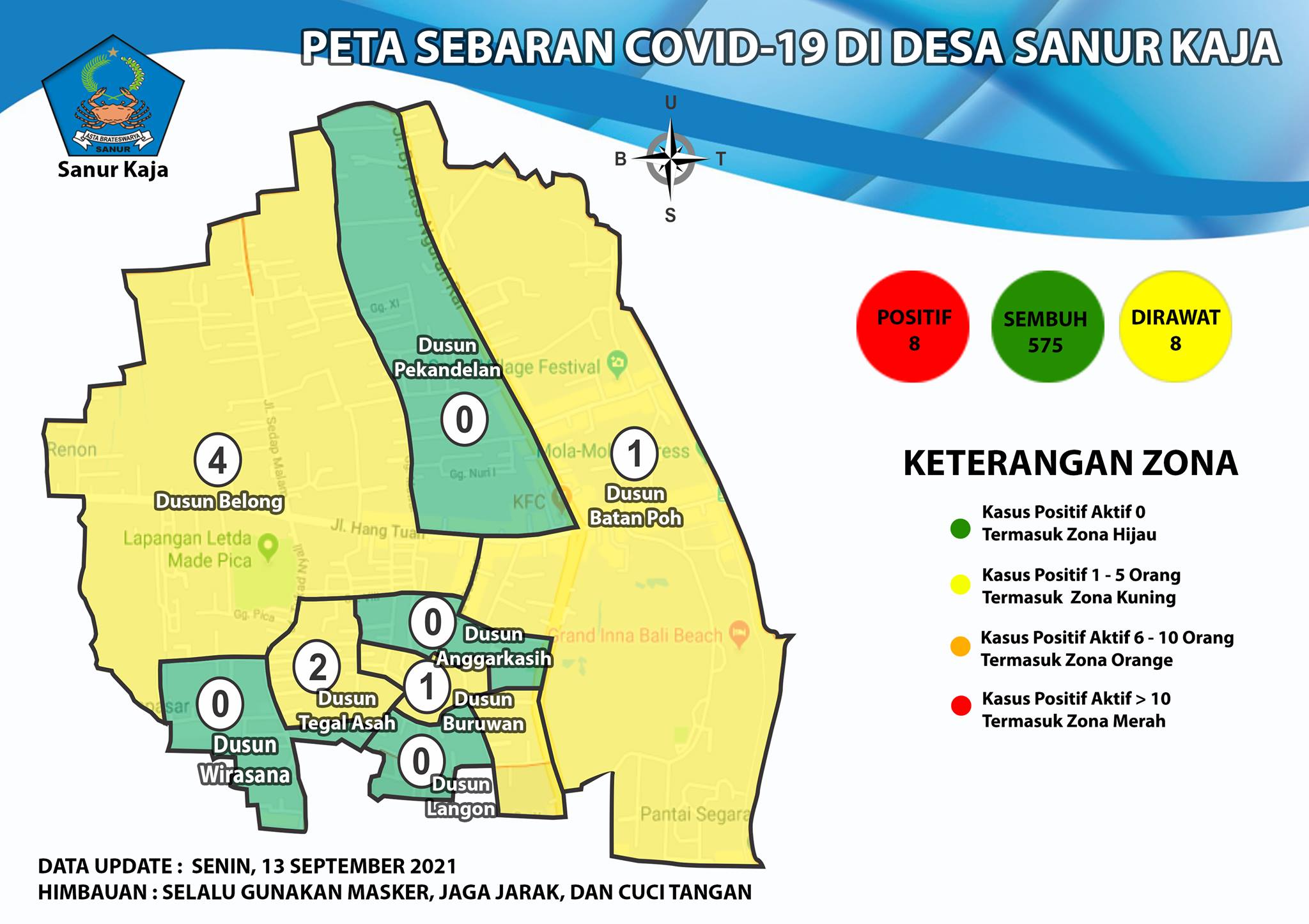 Update Peta Sebaran COVID-19 Di Desa Sanur Kaja
