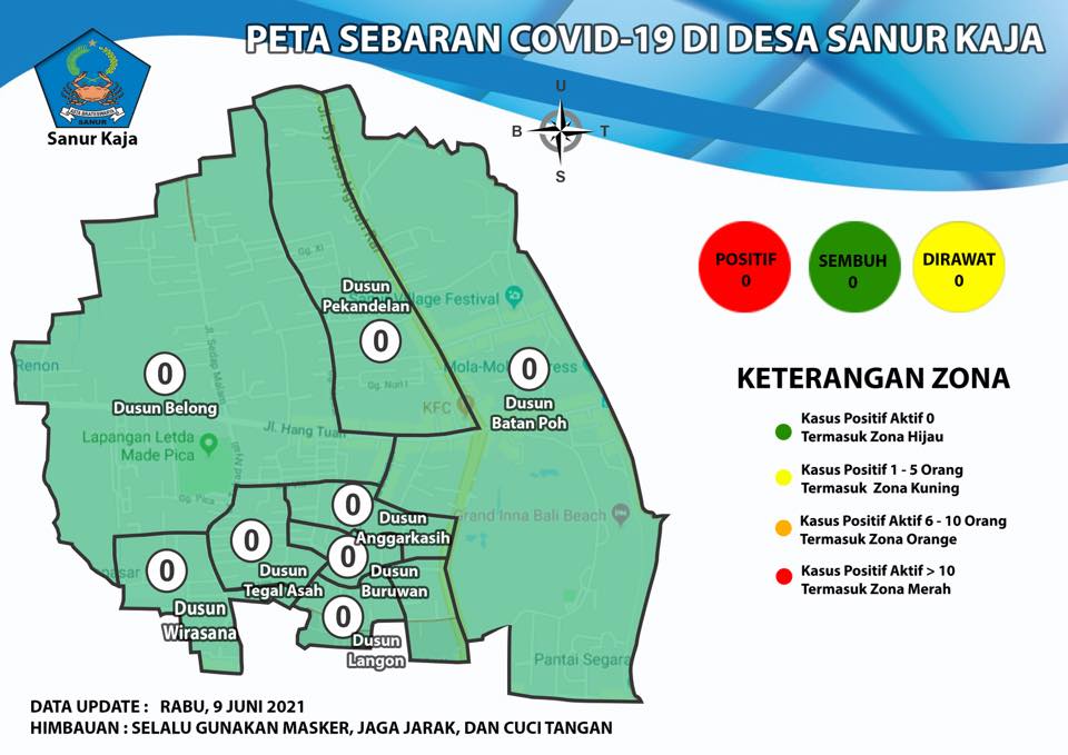 Update Peta Sebaran COVID-19 di Desa Sanur Kaja