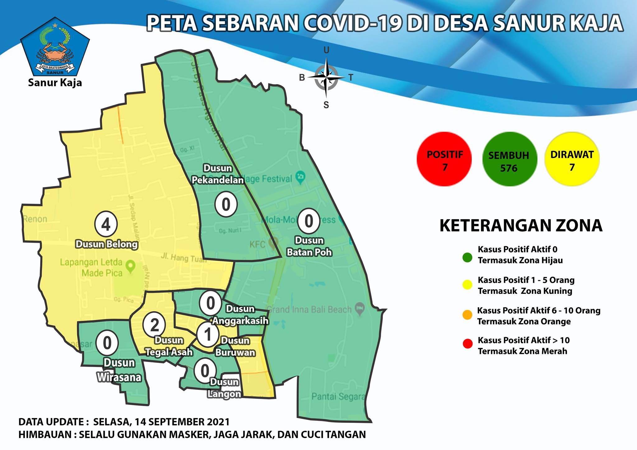 Update Peta Sebaran COVID-19 di Desa Sanur Kaja
