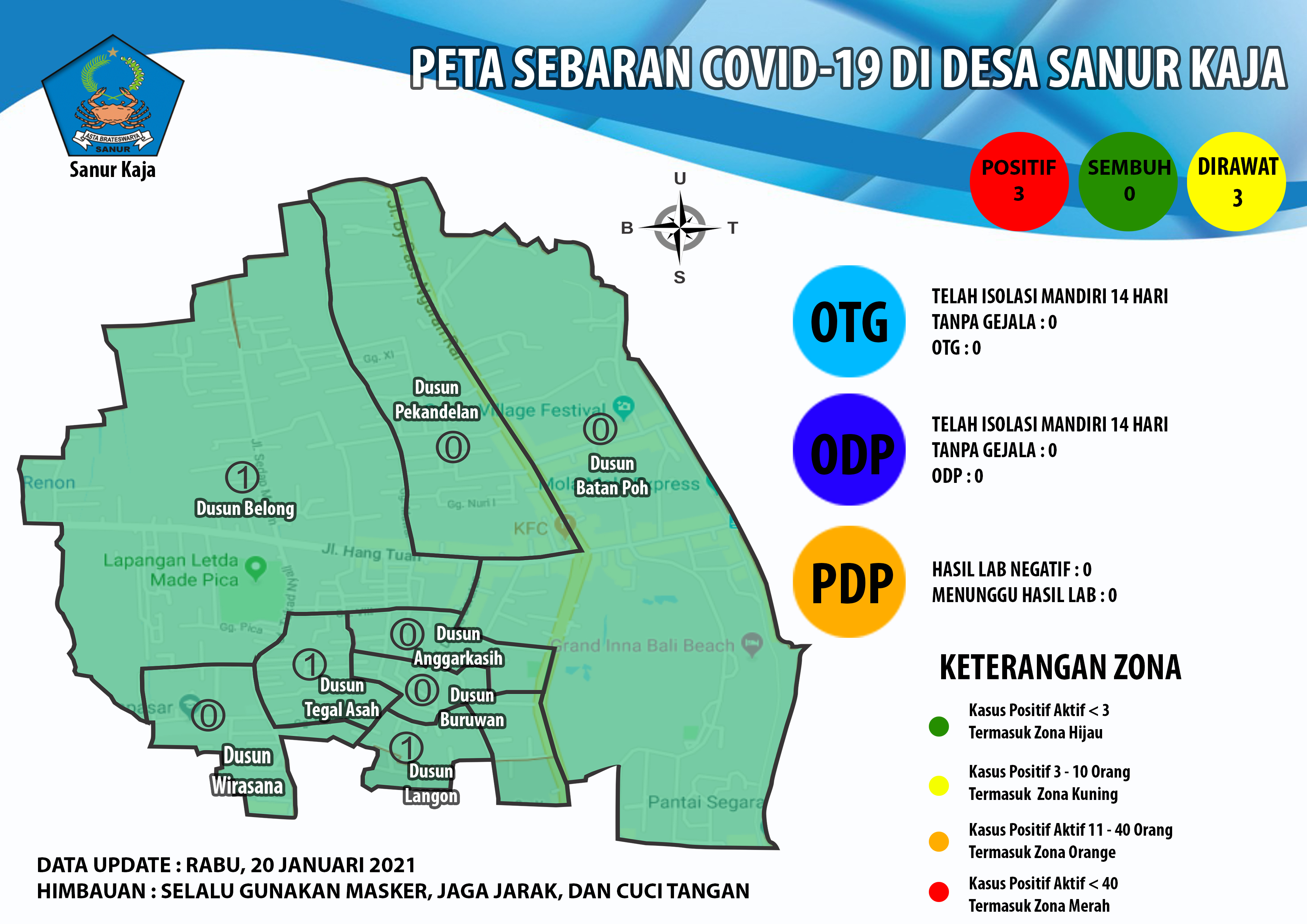Update Peta Sebaran Covid-19 Desa Sanur Kaja