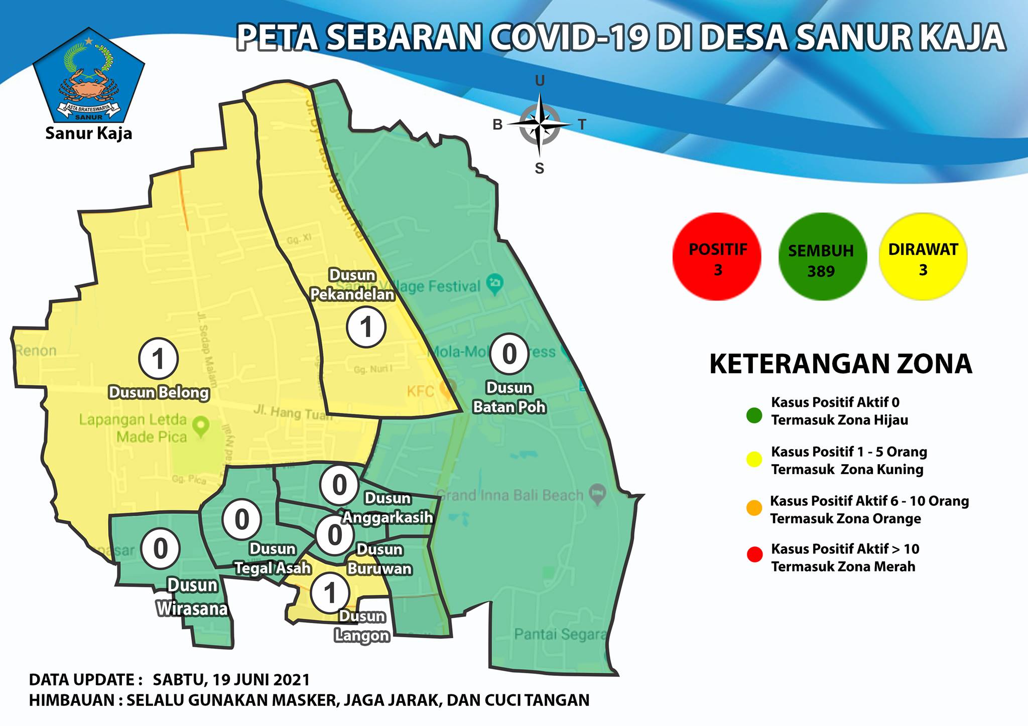 Update Peta Sebaran COVID-19 Di Desa Sanur Kaja