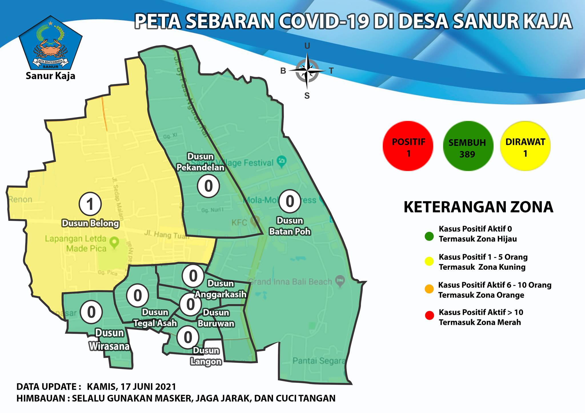 Update Peta Sebaran COVID-19 Di Desa Sanur Kaja