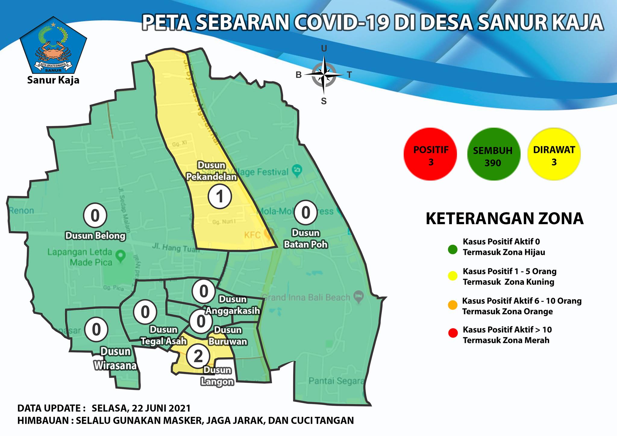 Update Peta Sebaran COVID-19 Di Desa Sanur Kaja