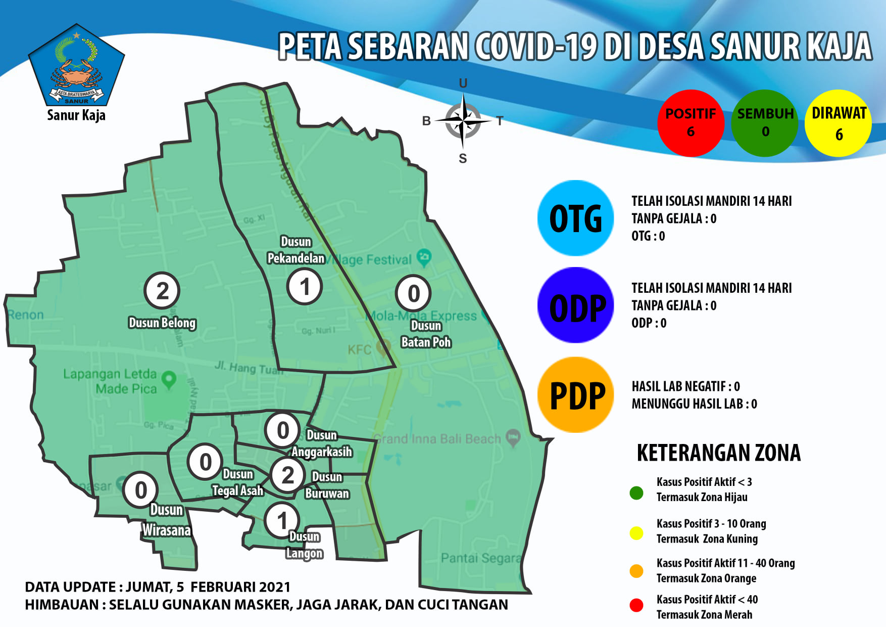 Update Peta Sebaran COVID-19 di Desa Sanur Kaja