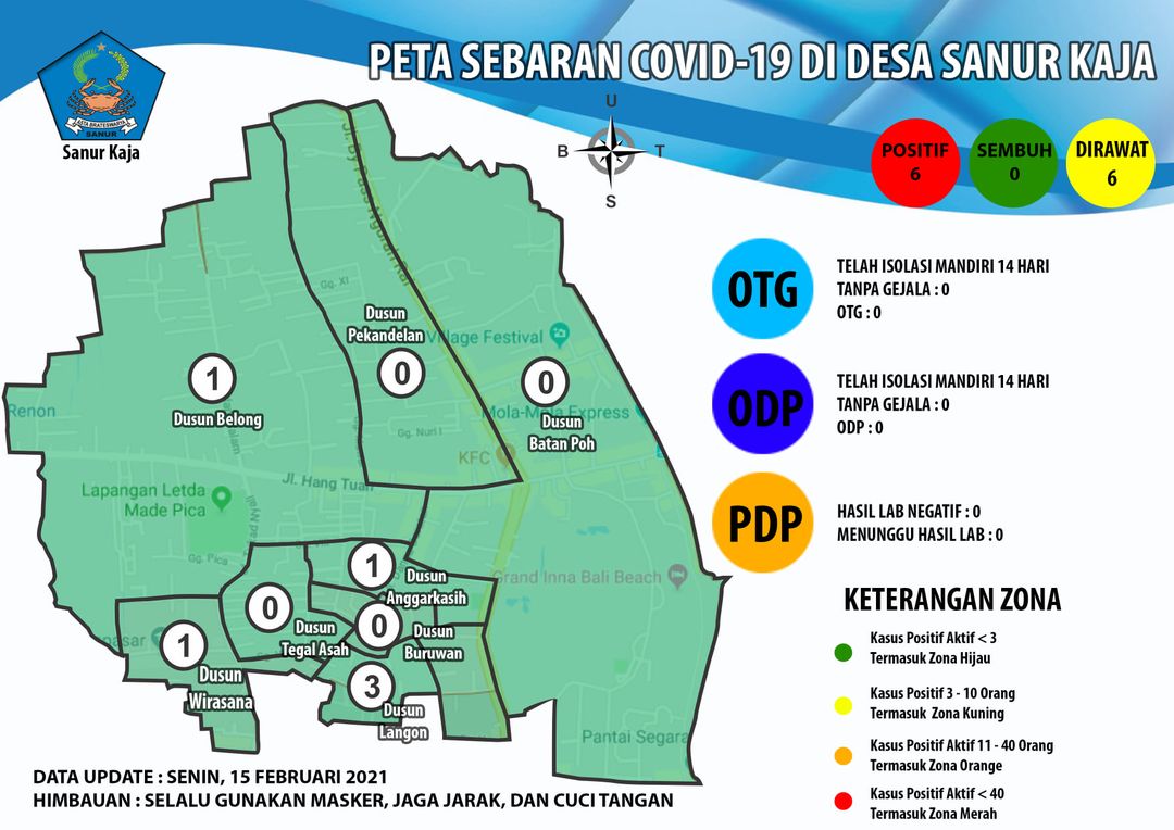 Update Peta Sebaran Covid-19 di Desa Sanur Kaja
