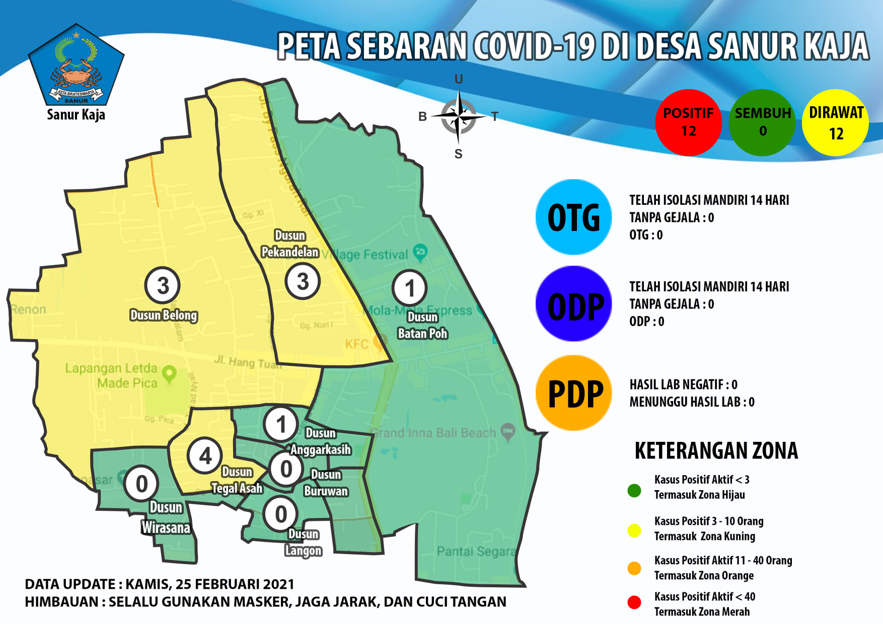 Update Peta Sebaran Covid-19 di Desa Sanur Kaja