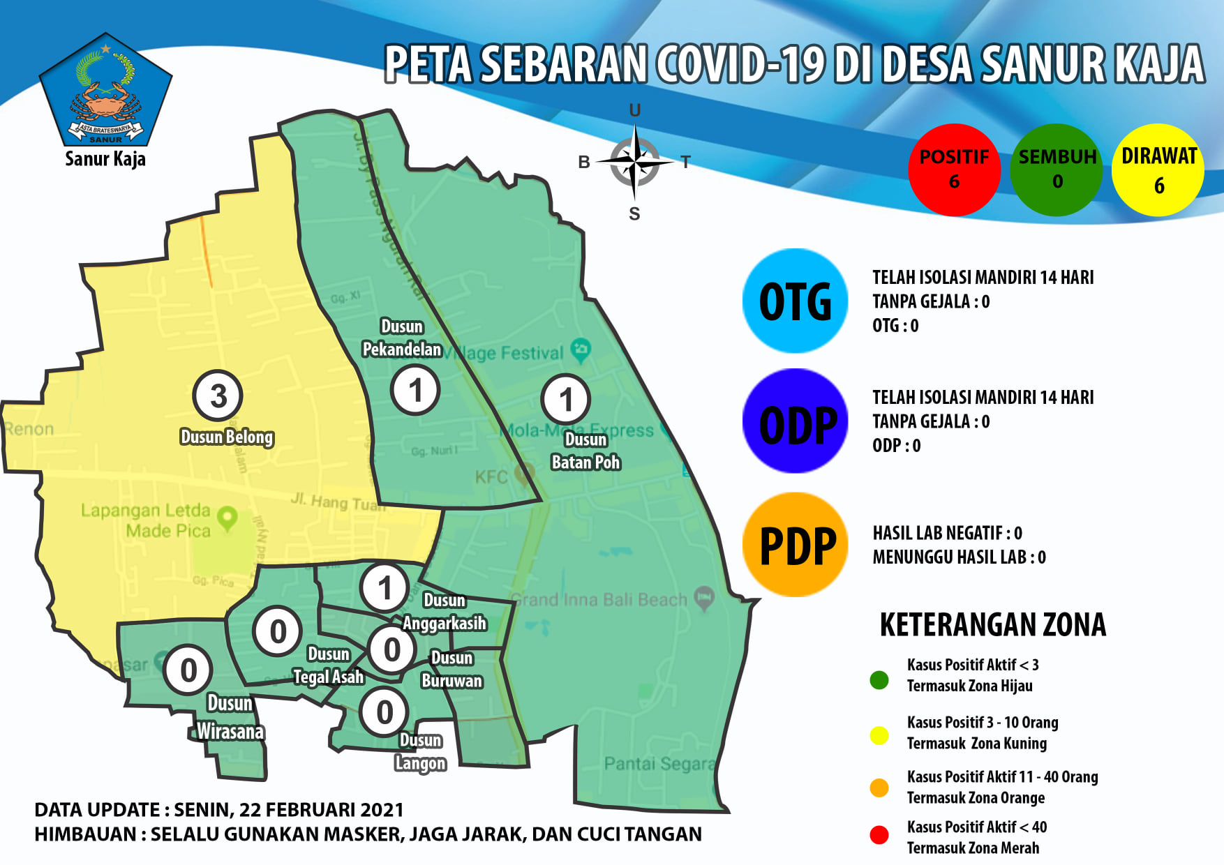 Update Peta Sebaran Covid-19 di Desa Sanur Kaja