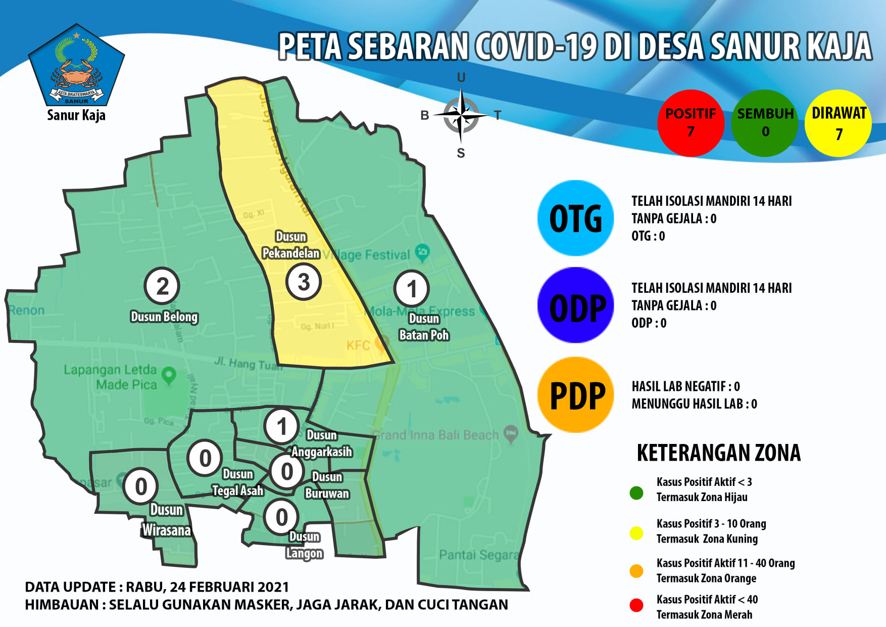 Update Peta Sebaran Covid-19 di Desa Sanur Kaja