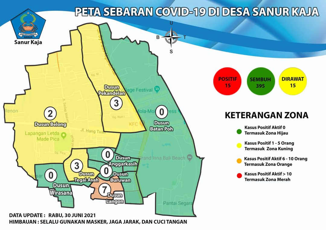 Update Peta Sebaran COVID-19 Di Desa Sanur Kaja