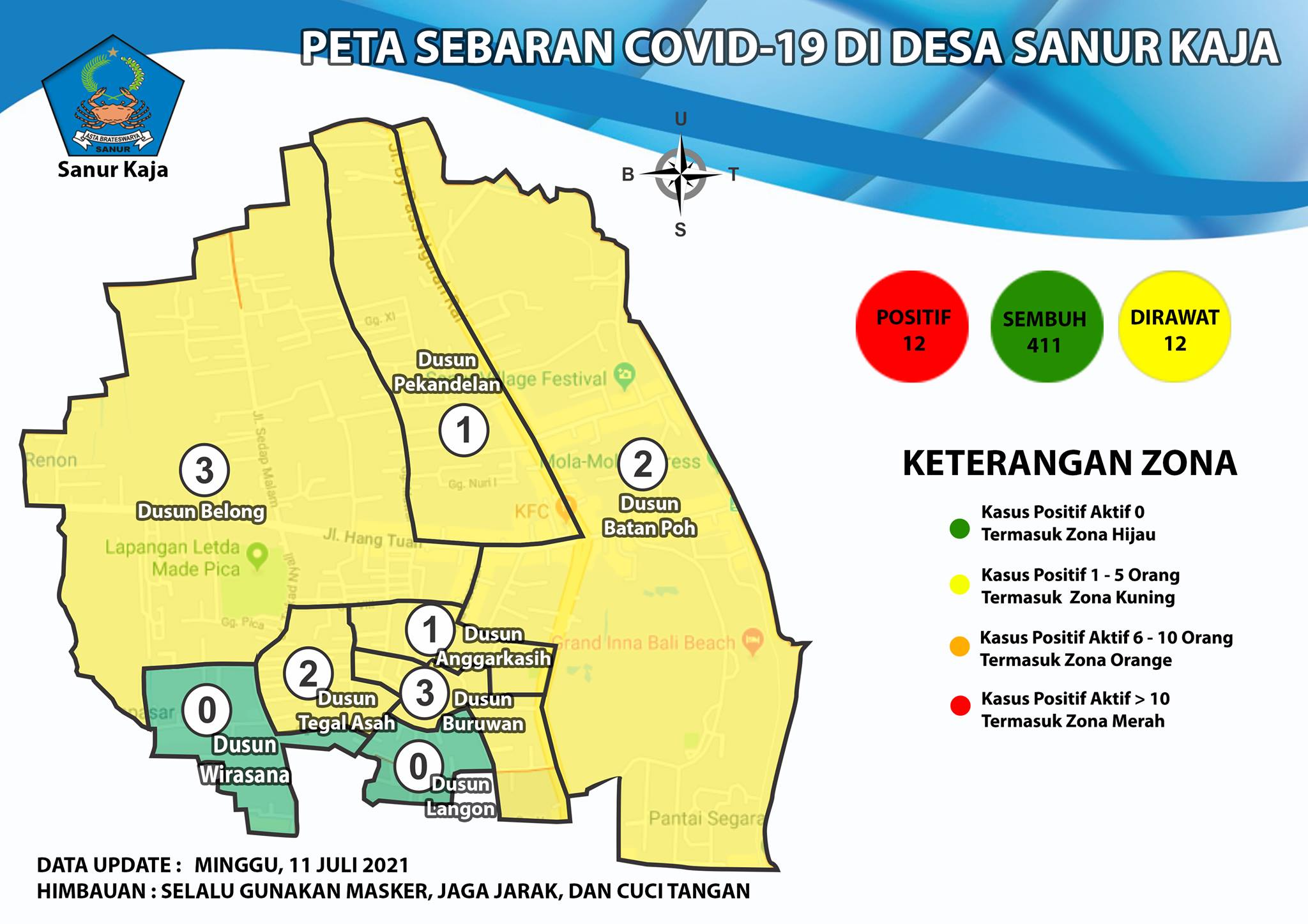 Update Peta Sebaran COVID-19 Di Desa Sanur Kaja