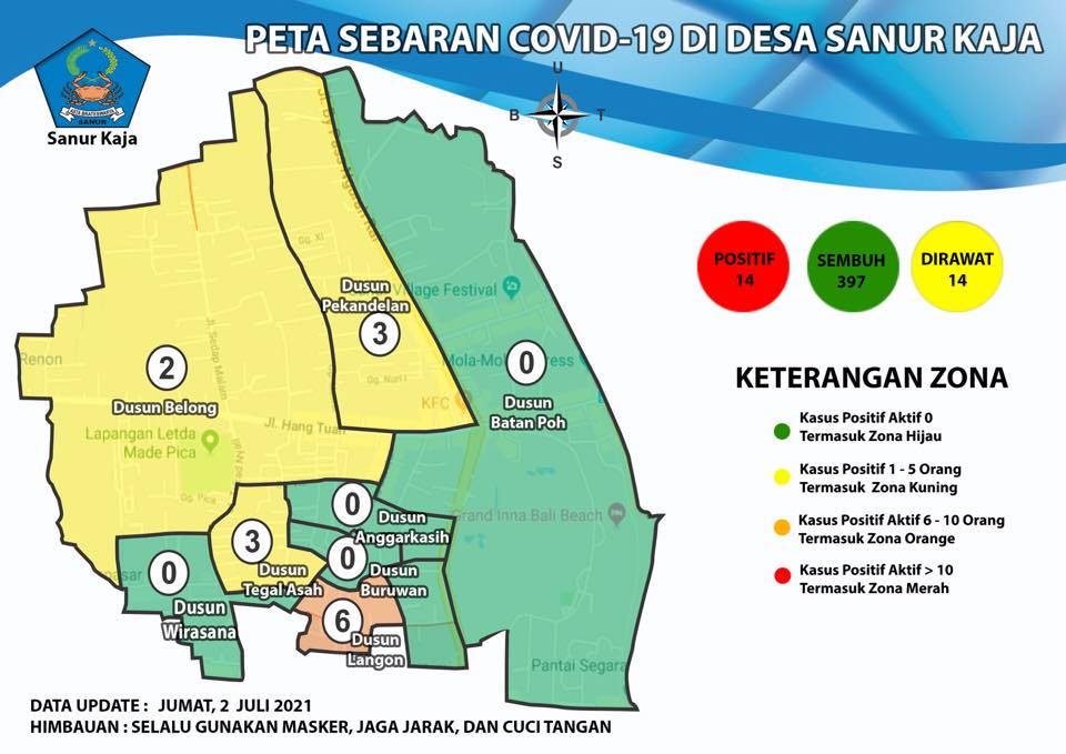 Update Peta Sebaran COVID-19 Di Desa Sanur Kaja