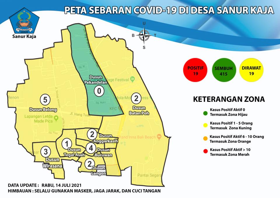 Update Peta Sebaran COVID-19 Di Desa Sanur Kaja