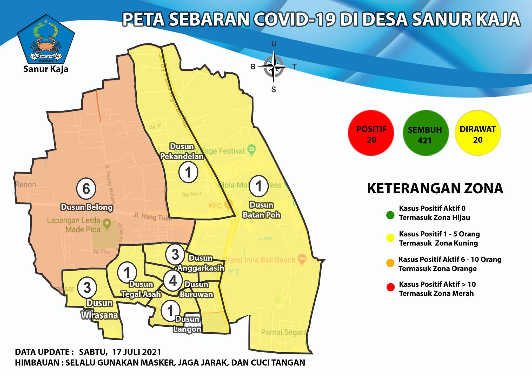 Update Peta Sebaran COVID-19 Di Desa Sanur Kaja