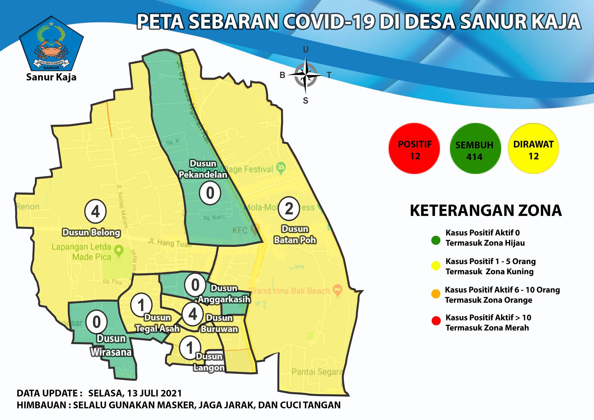 Update Peta Sebaran COVID-19 Di Desa Sanur Kaja