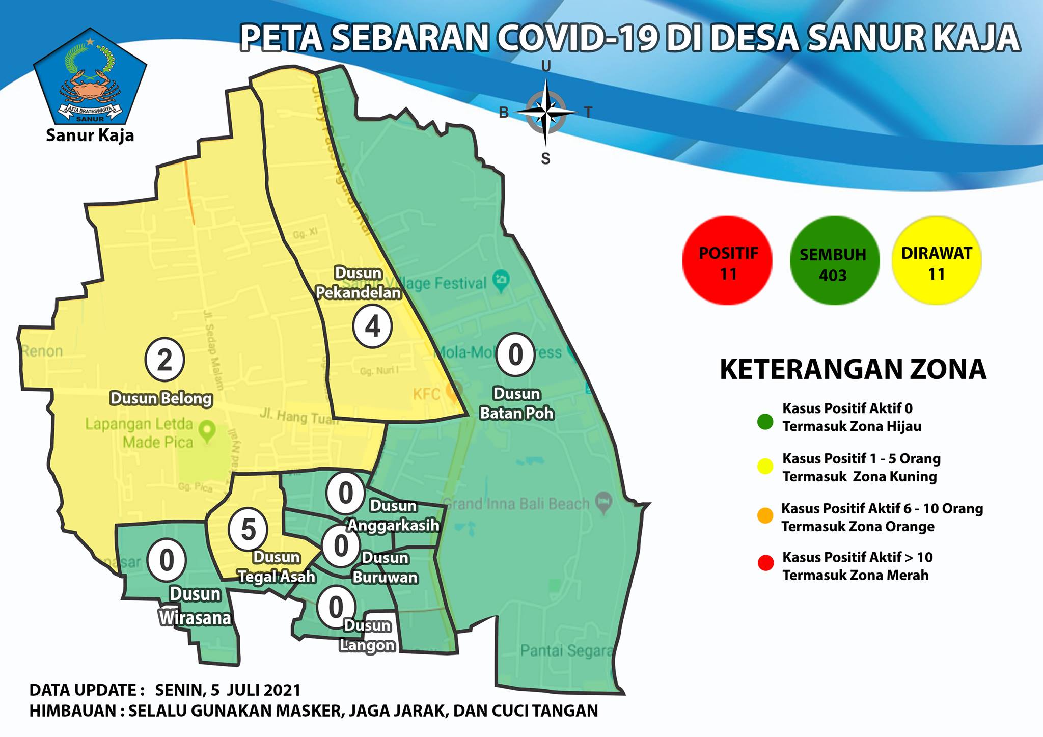 Update Peta Sebaran COVID-19 Di Desa Sanur Kaja