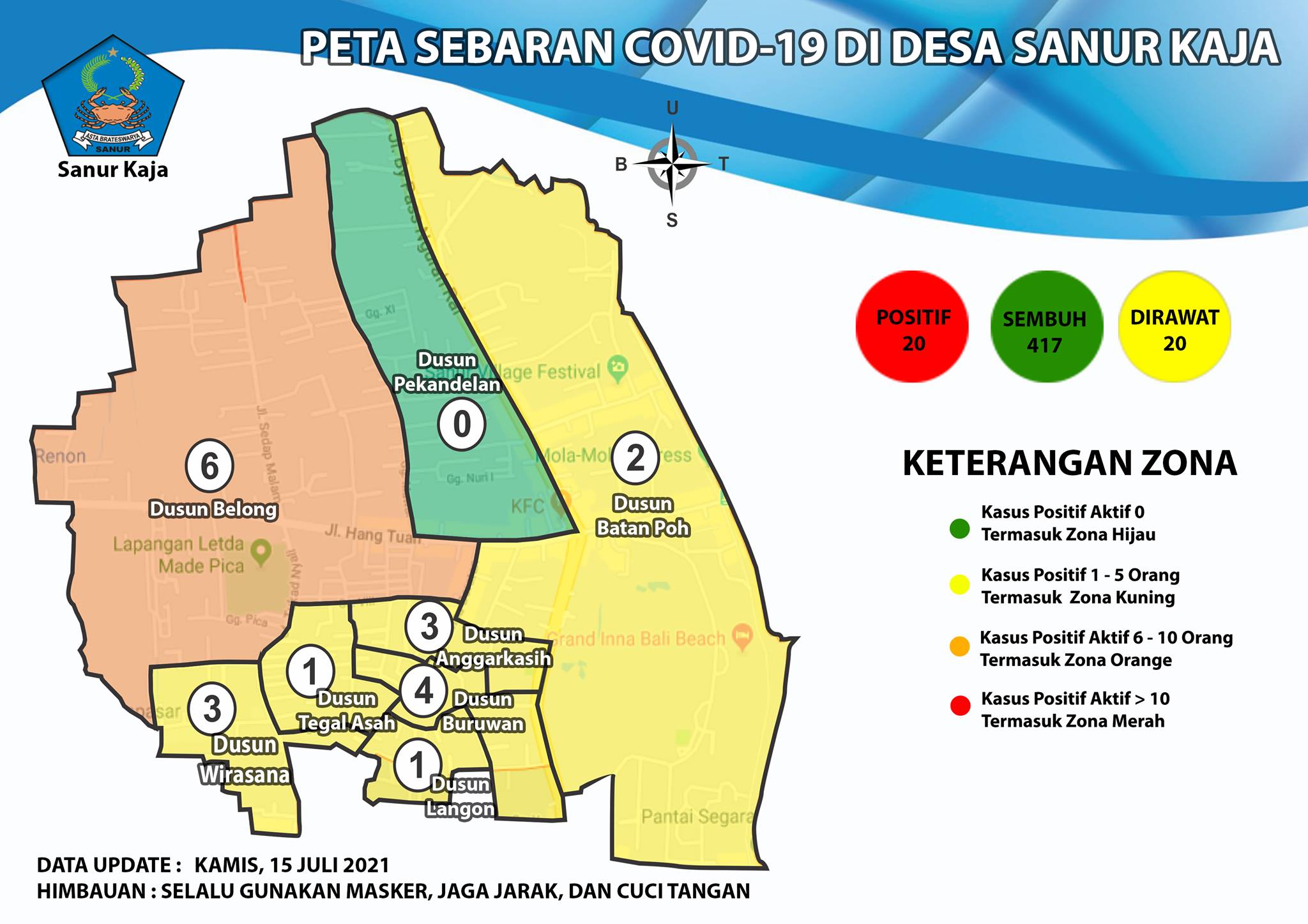 Update Peta Sebaran COVID-19 Di Desa Sanur Kaja