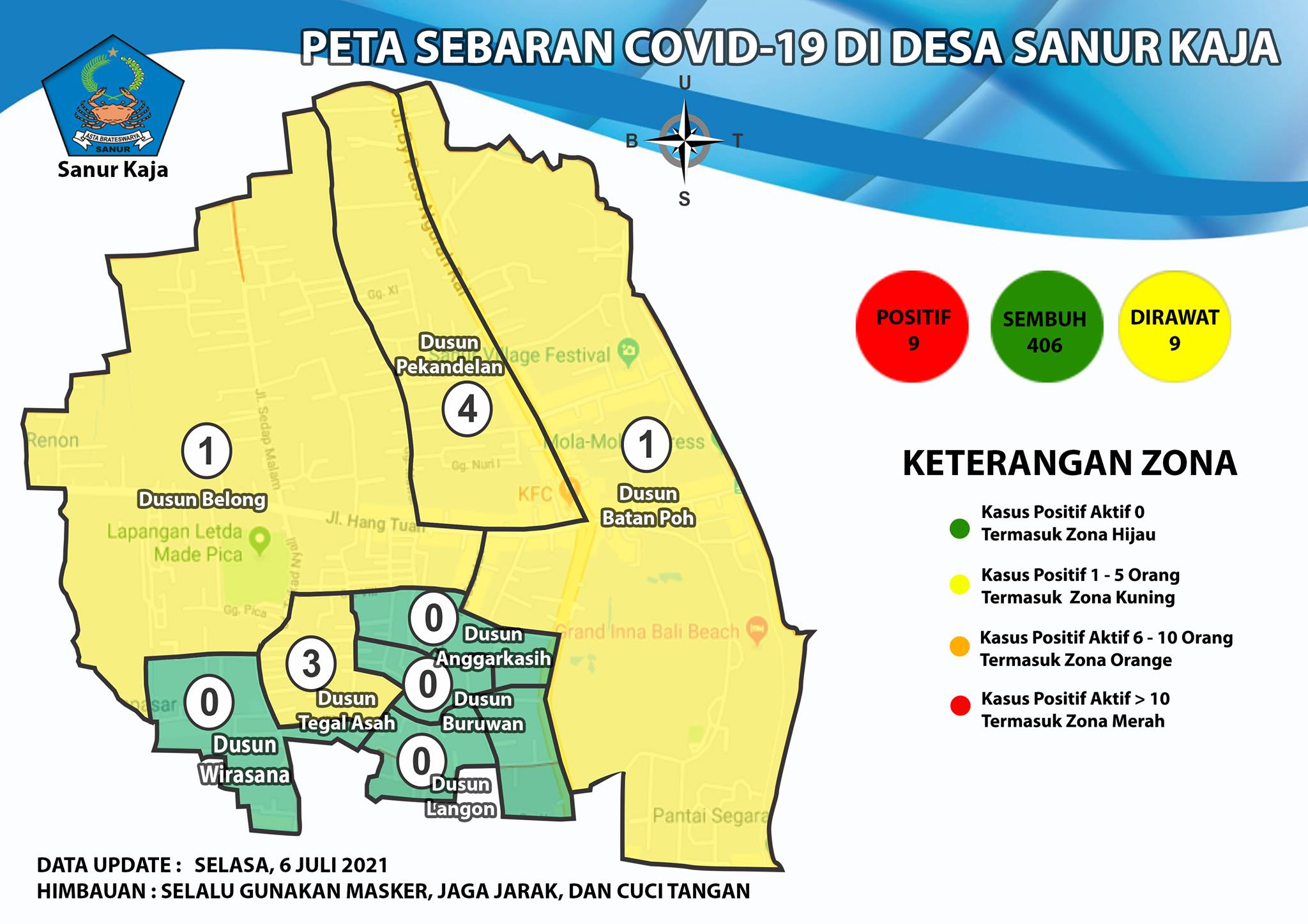 Update Peta Sebaran COVID-19 Di Desa Sanur Kaja
