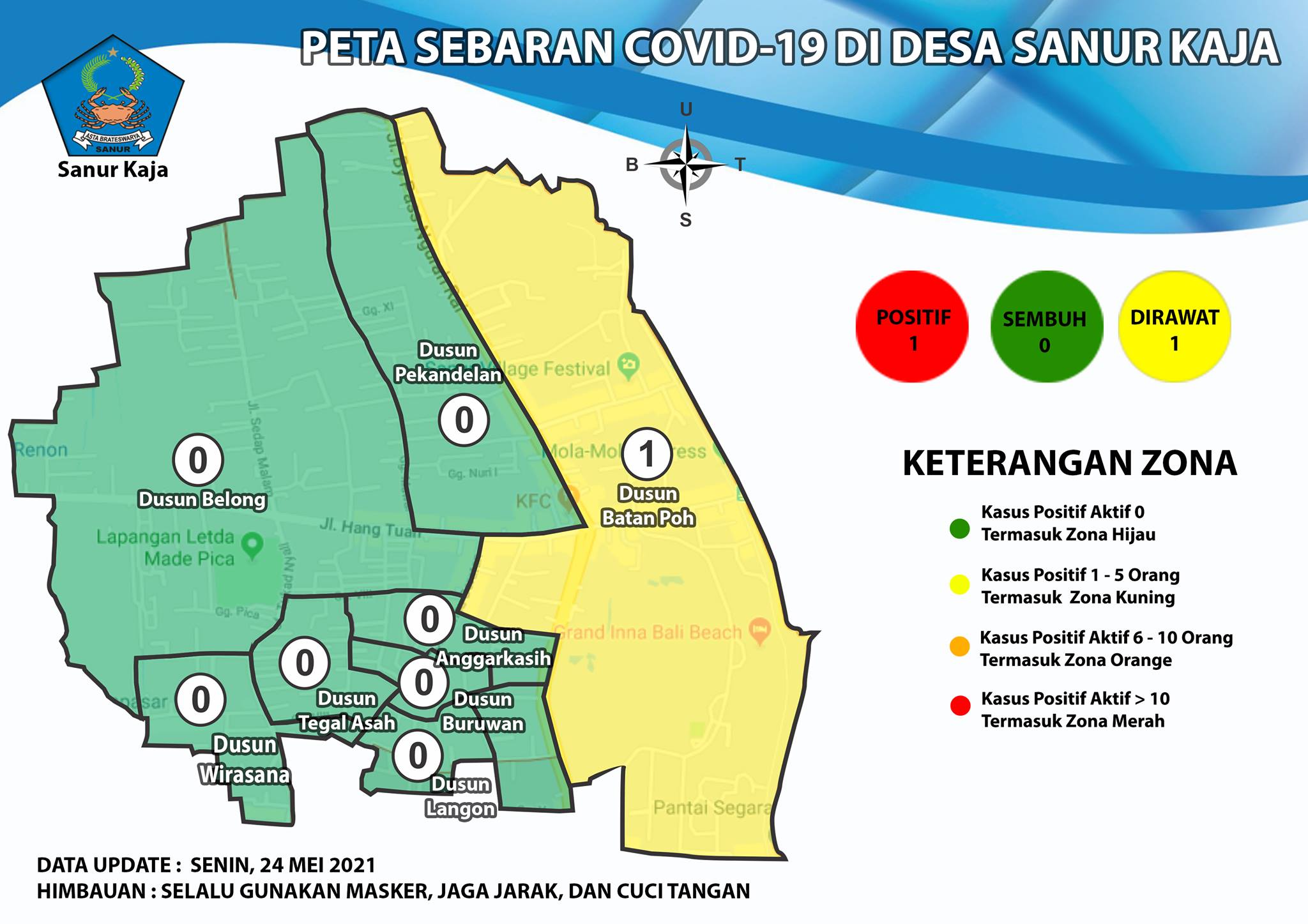 Update Peta Sebaran COVID-19 Di Desa Sanur Kaja