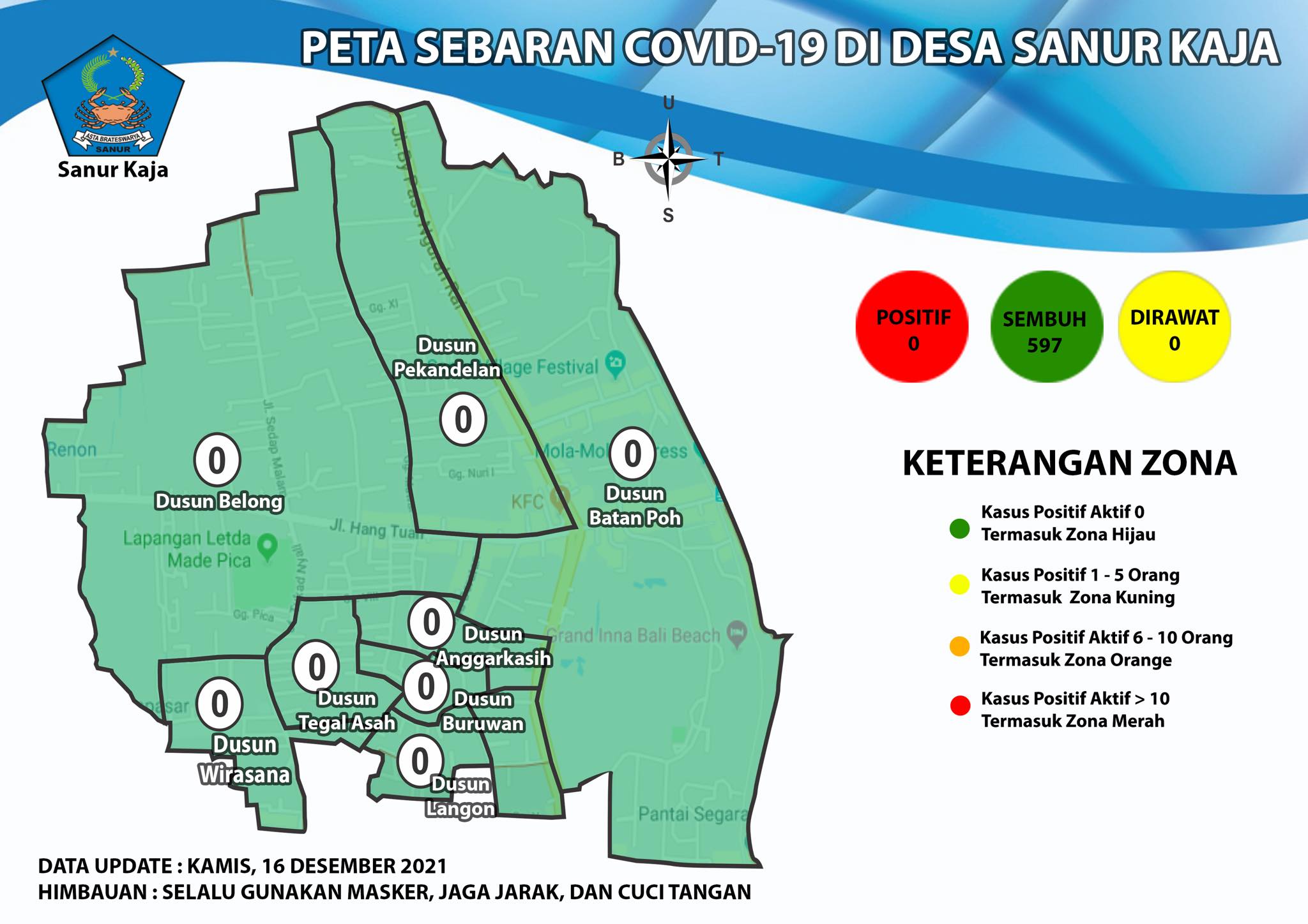 Update Peta Sebaran COVID-19 di Desa Sanur Kaja
