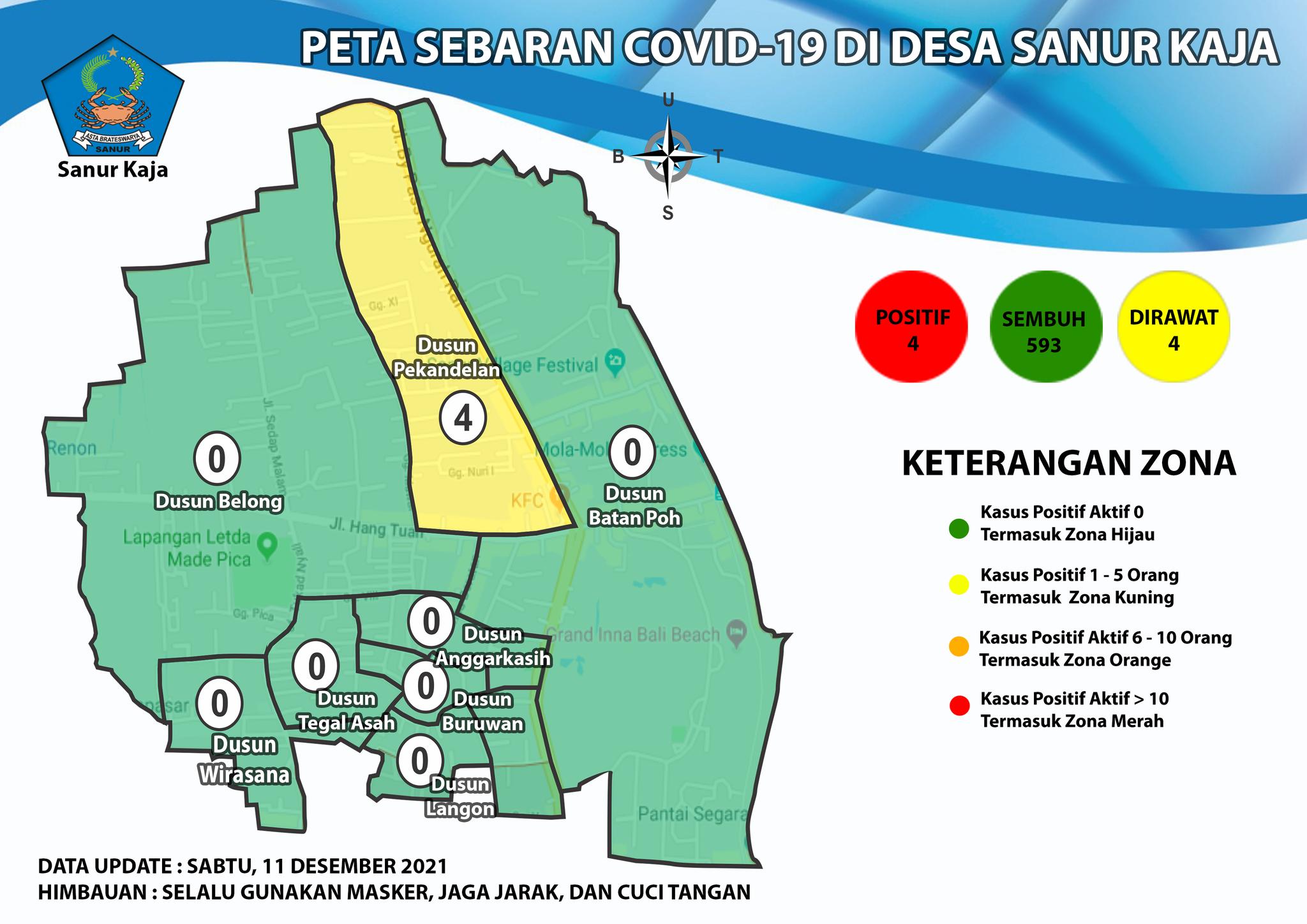 Update Peta Sebaran COVID-19 di Desa Sanur Kaja